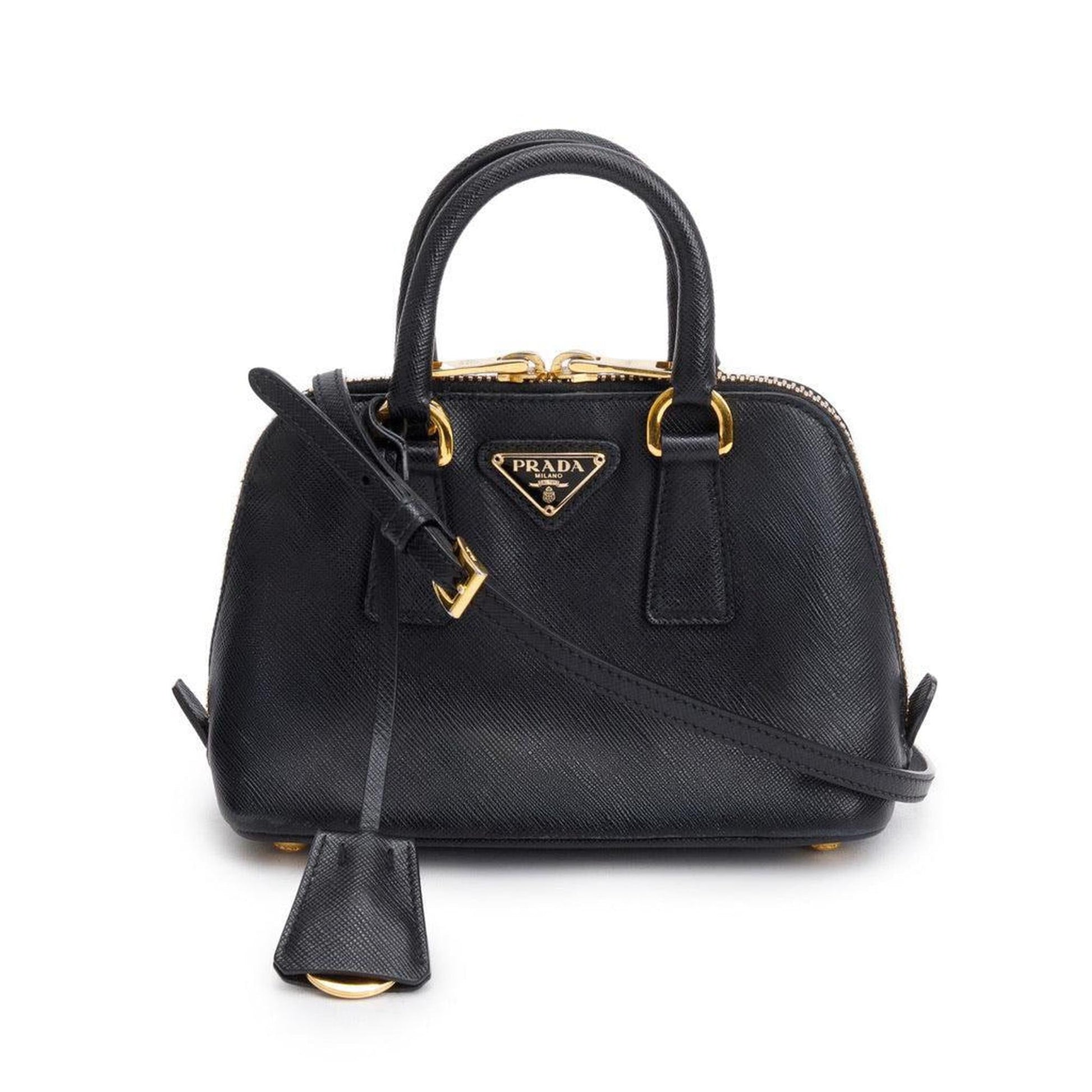 Prada Saffiano Lux Promenade Tote Handbag Black Mini Tote Bag