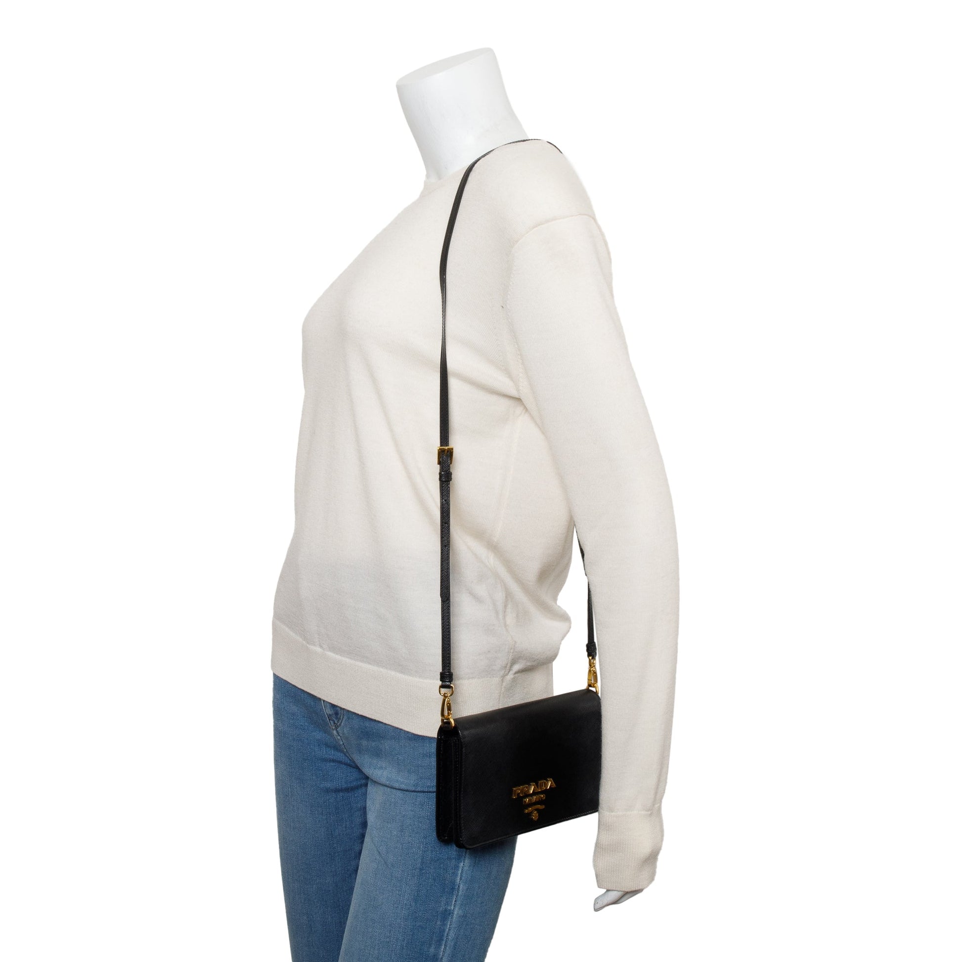 Prada Lux Shoulder Bag Saffiano Black Mini