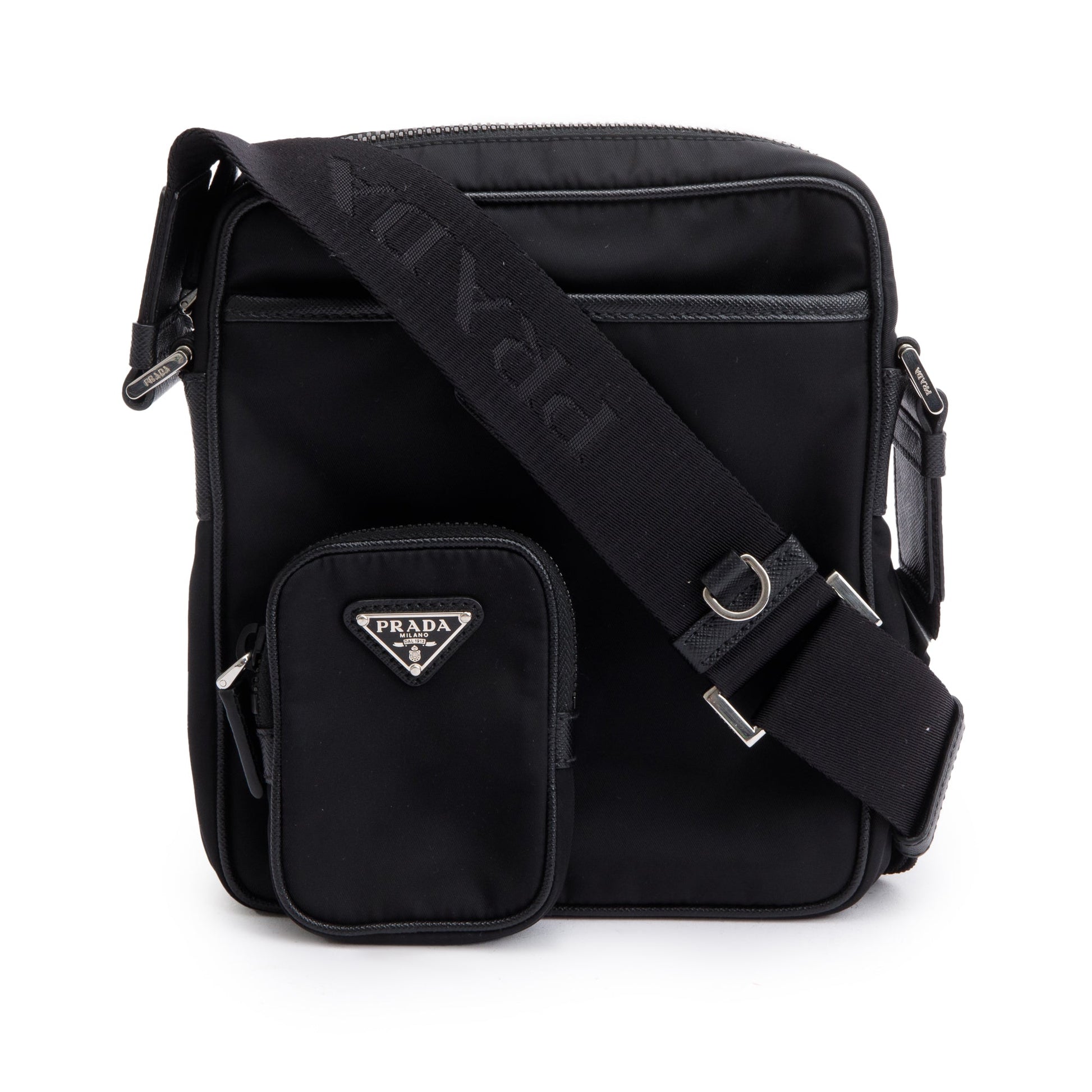 Prada Saffiano Re Crossbody Bag Nylon Black