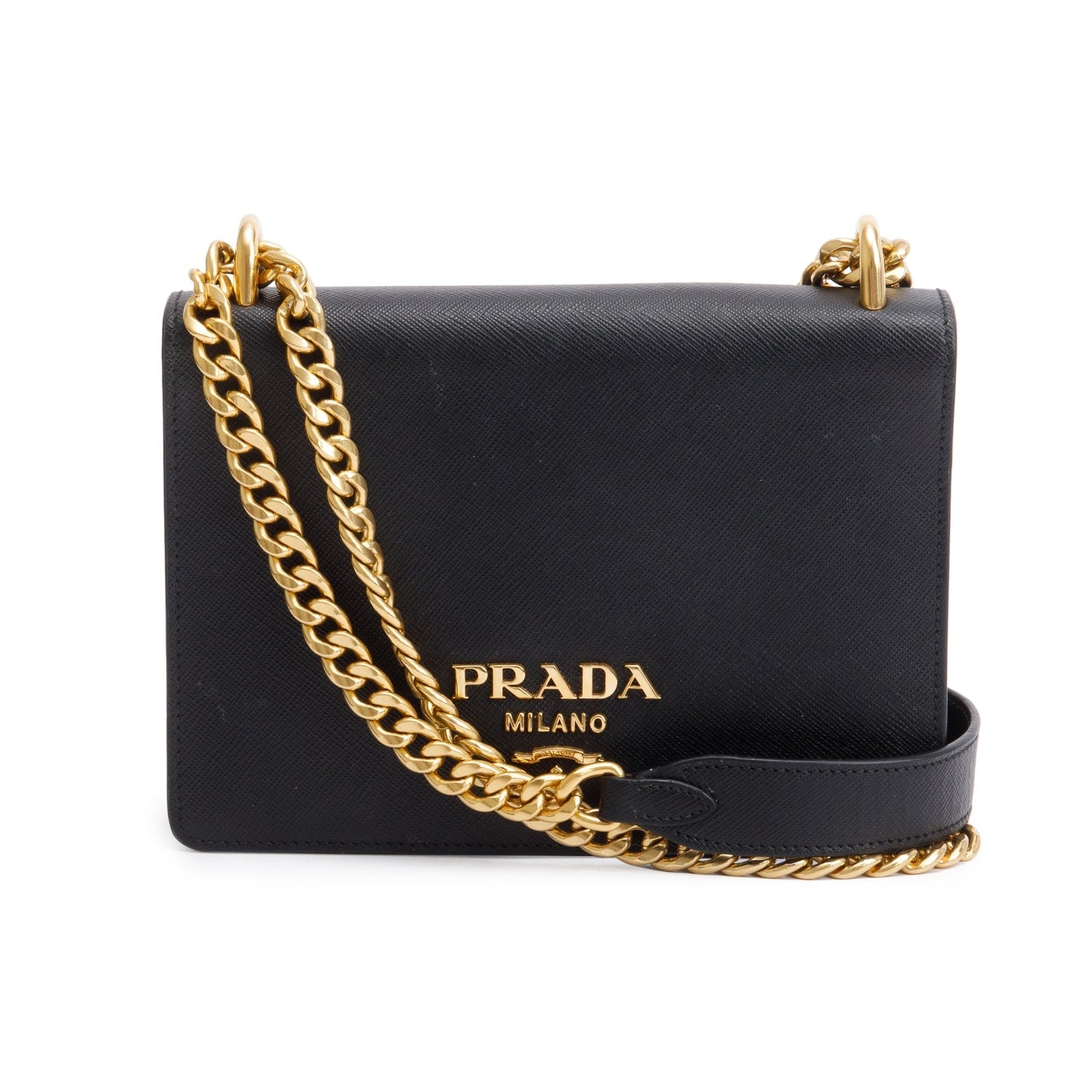 Prada Saffiano Soft Calf Crossbody Bag Leather Black
