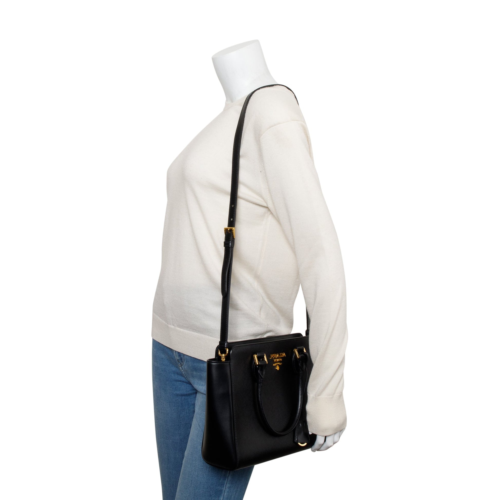 Prada Soft Calf Tote Leather Calf Leather Saffiano Tote Bag W Strap 55878