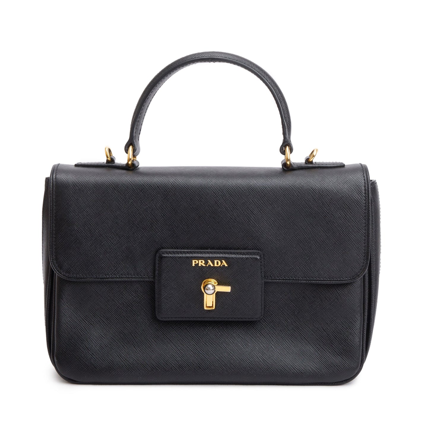 Prada Top55 Handle Tote Saffiano Black Tote Bag