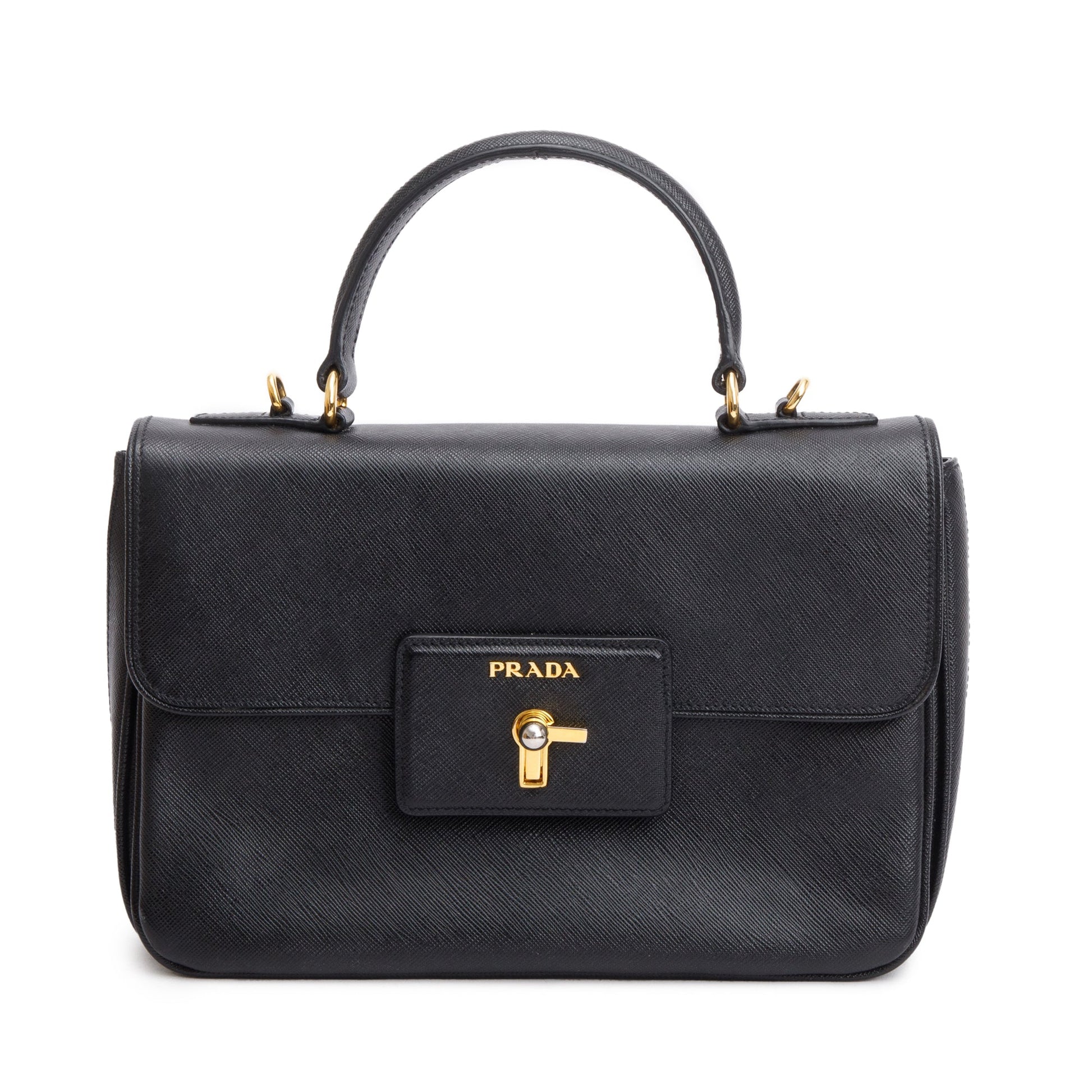 Prada Top55 Handle Tote Saffiano Black Tote Bag