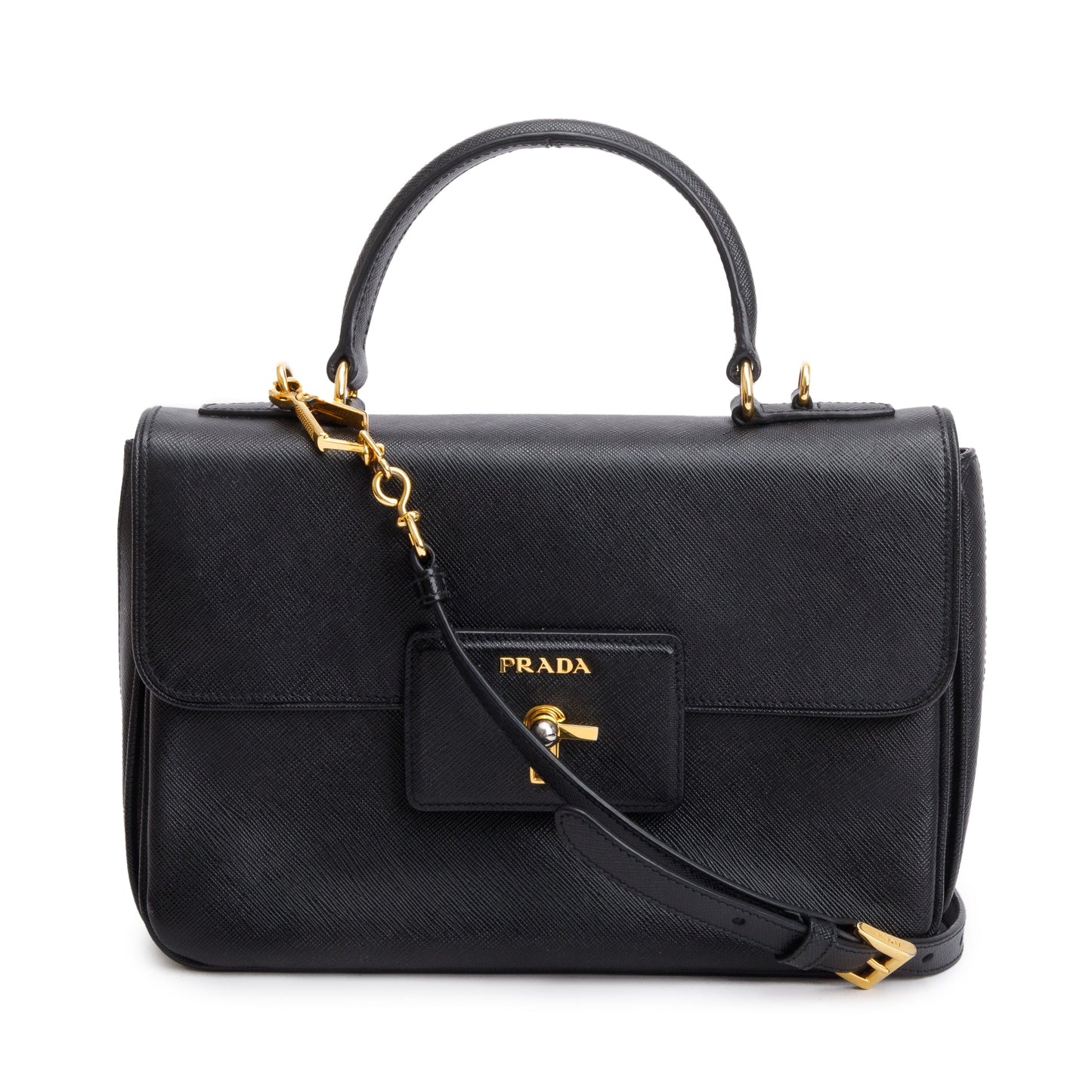Prada Top55 Handle Tote Saffiano Black Tote Bag