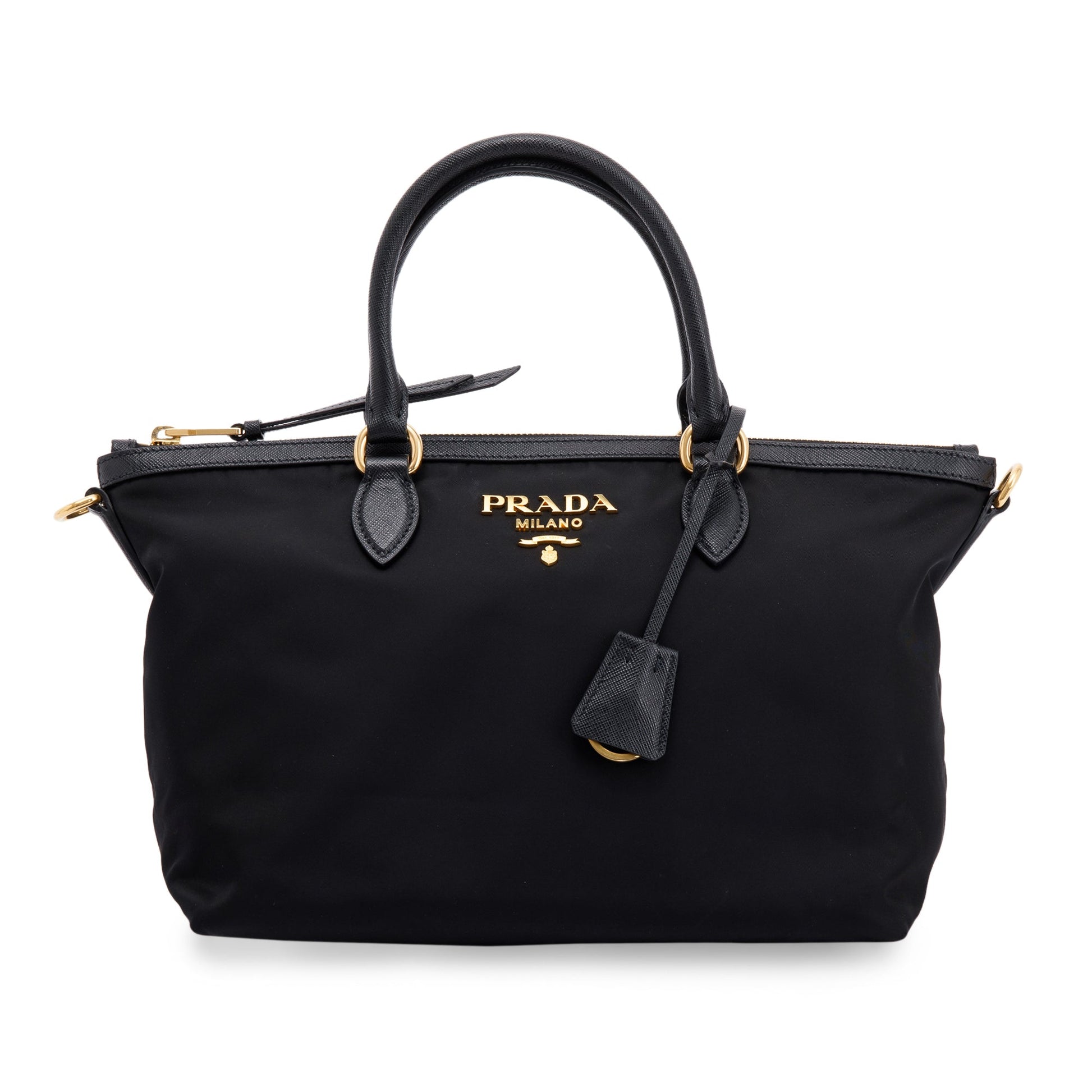 Prada Saffiano Trimmed Tote Handbag Black Tote Bag