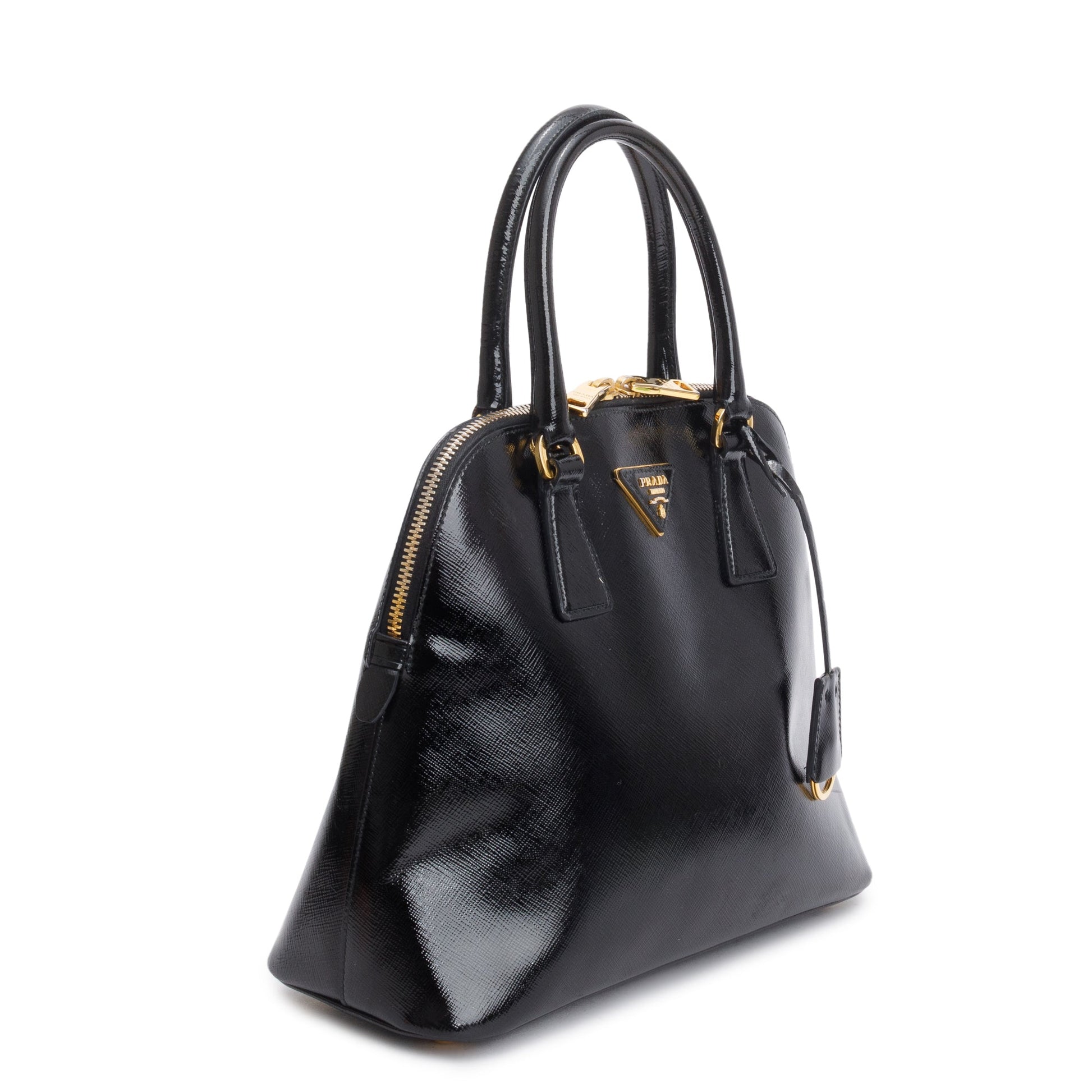 Prada Vernice Promenade Tote Saffiano Black Small Tote Bag