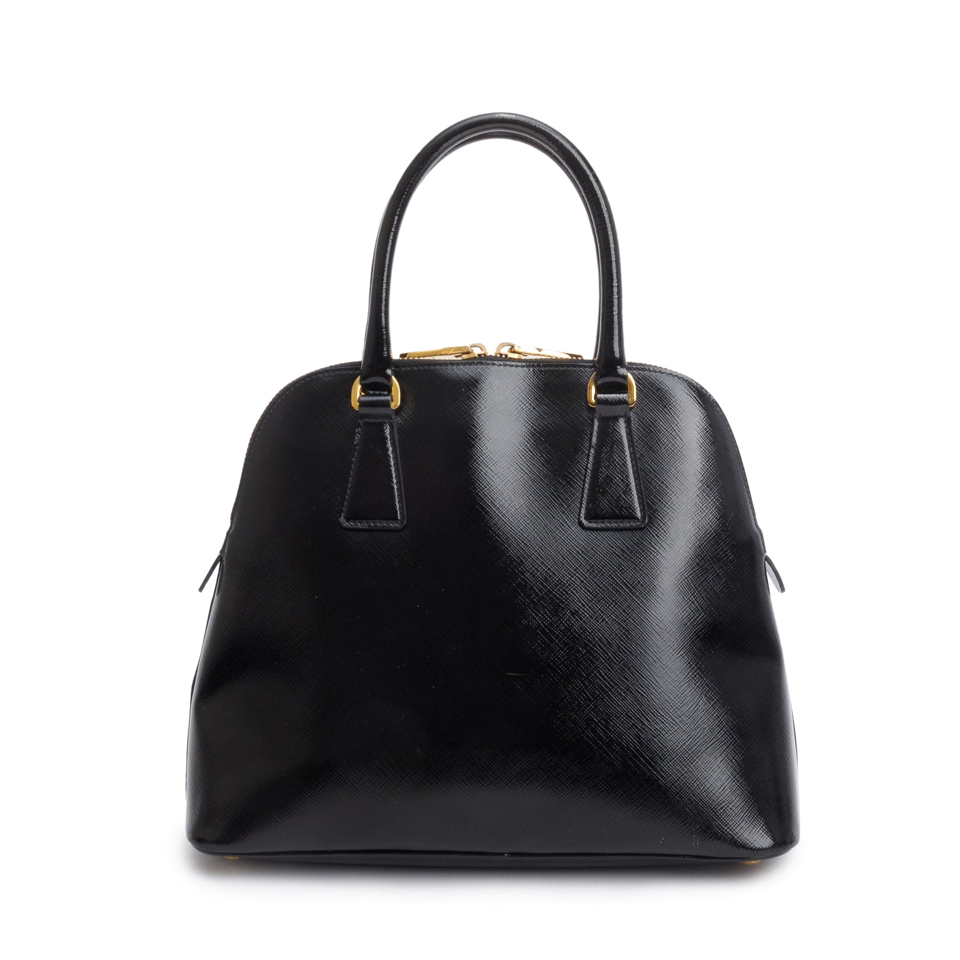 Prada Saffiano Vernice Promenade Tote Handbag Black Small Tote Bag