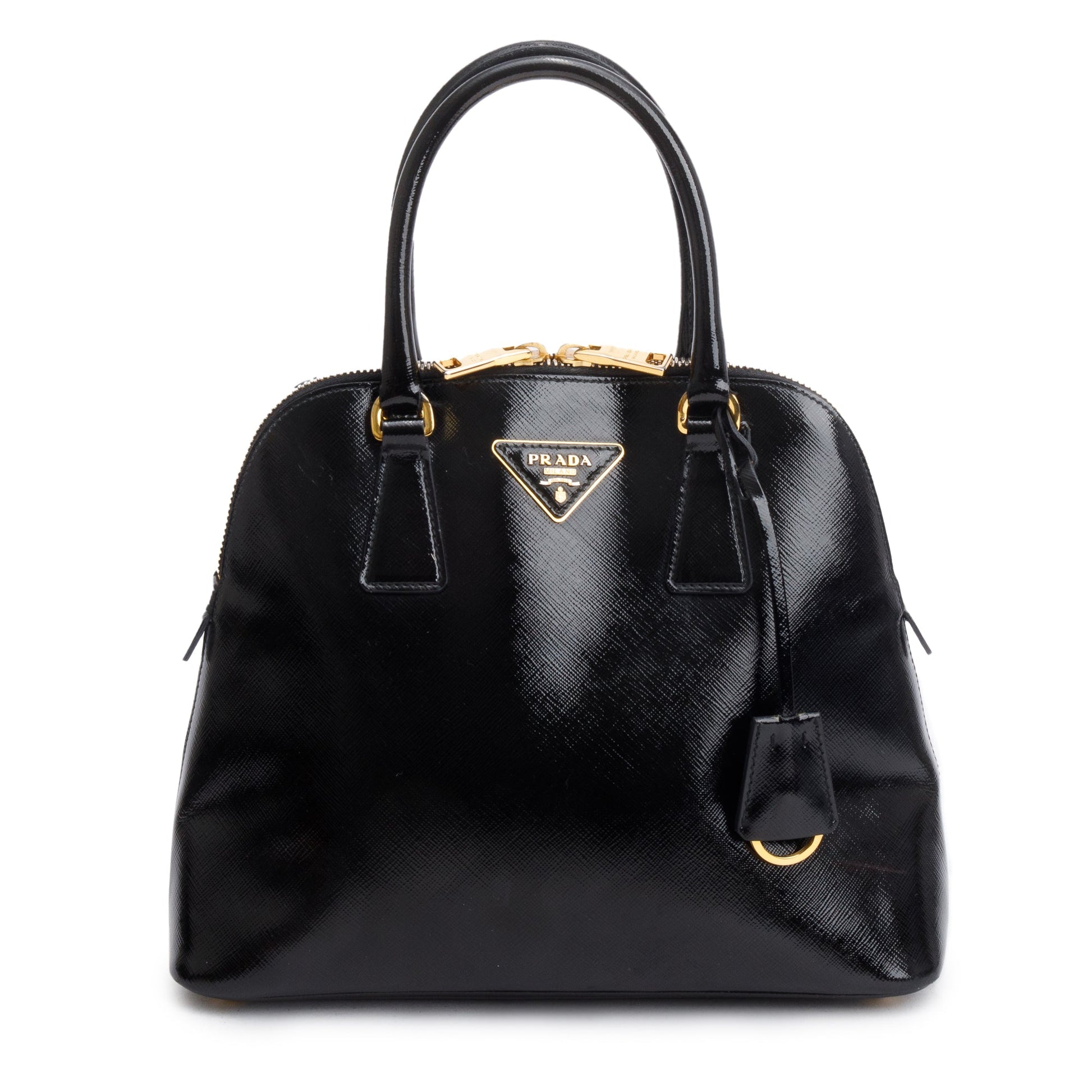 Prada Vernice Promenade Tote Saffiano Black Small Tote Bag