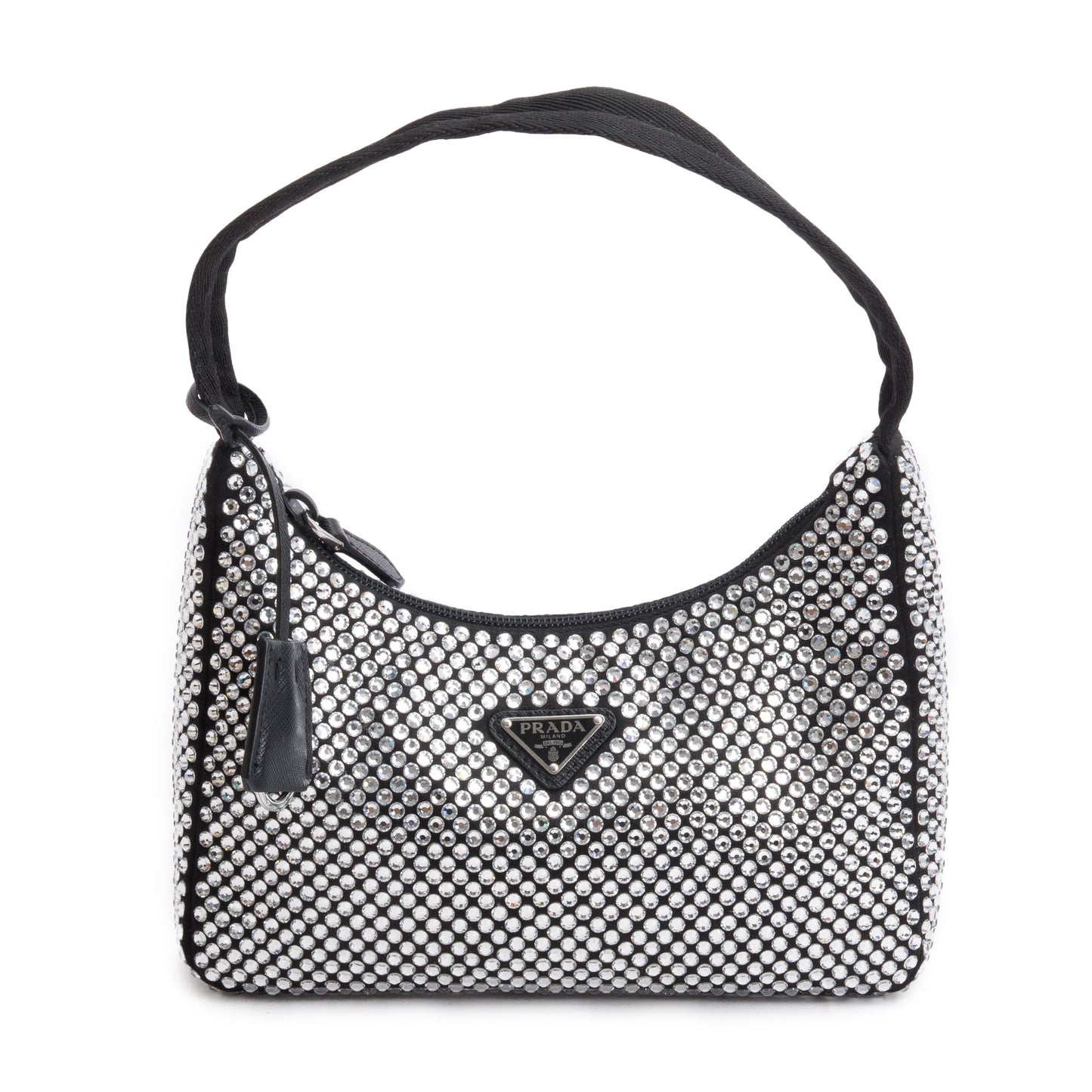 Prada Crystal Re Edition Bag Satin Black Travel Bag