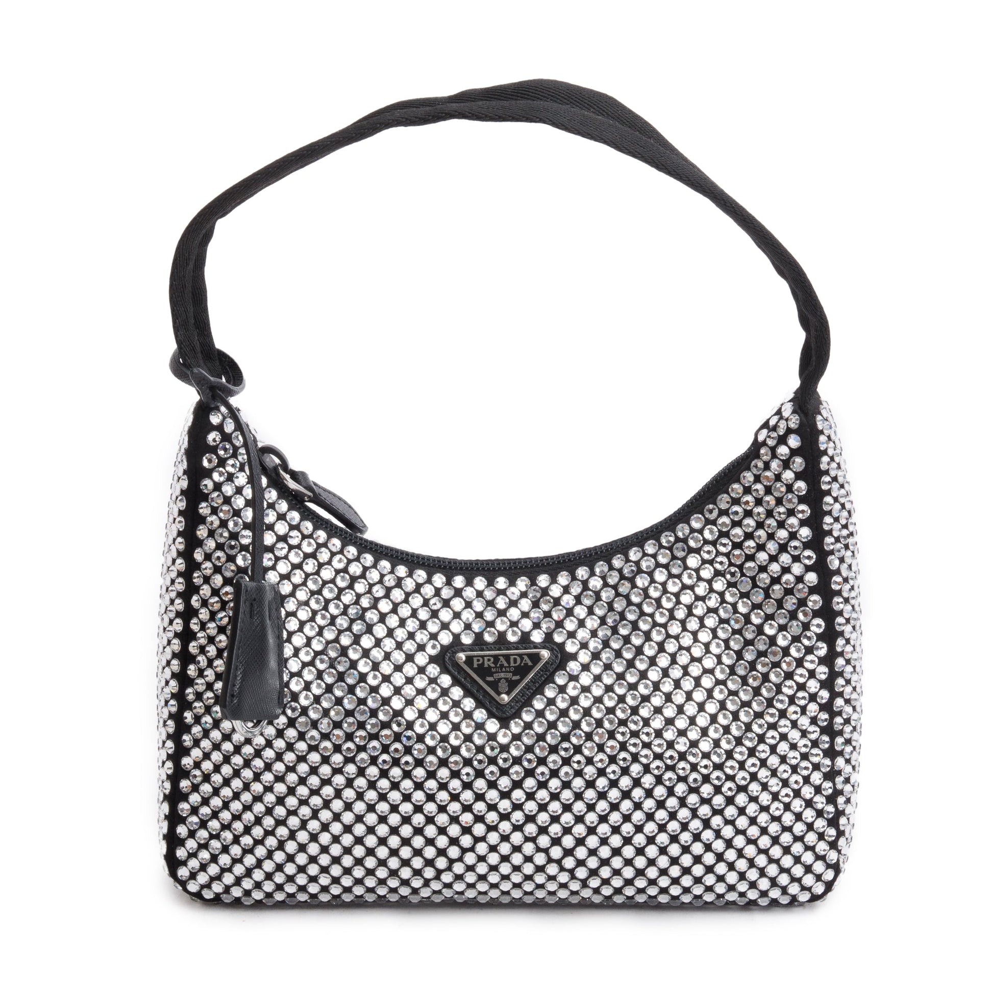 Prada Crystal Re Edition Bag Satin Black Travel Bag