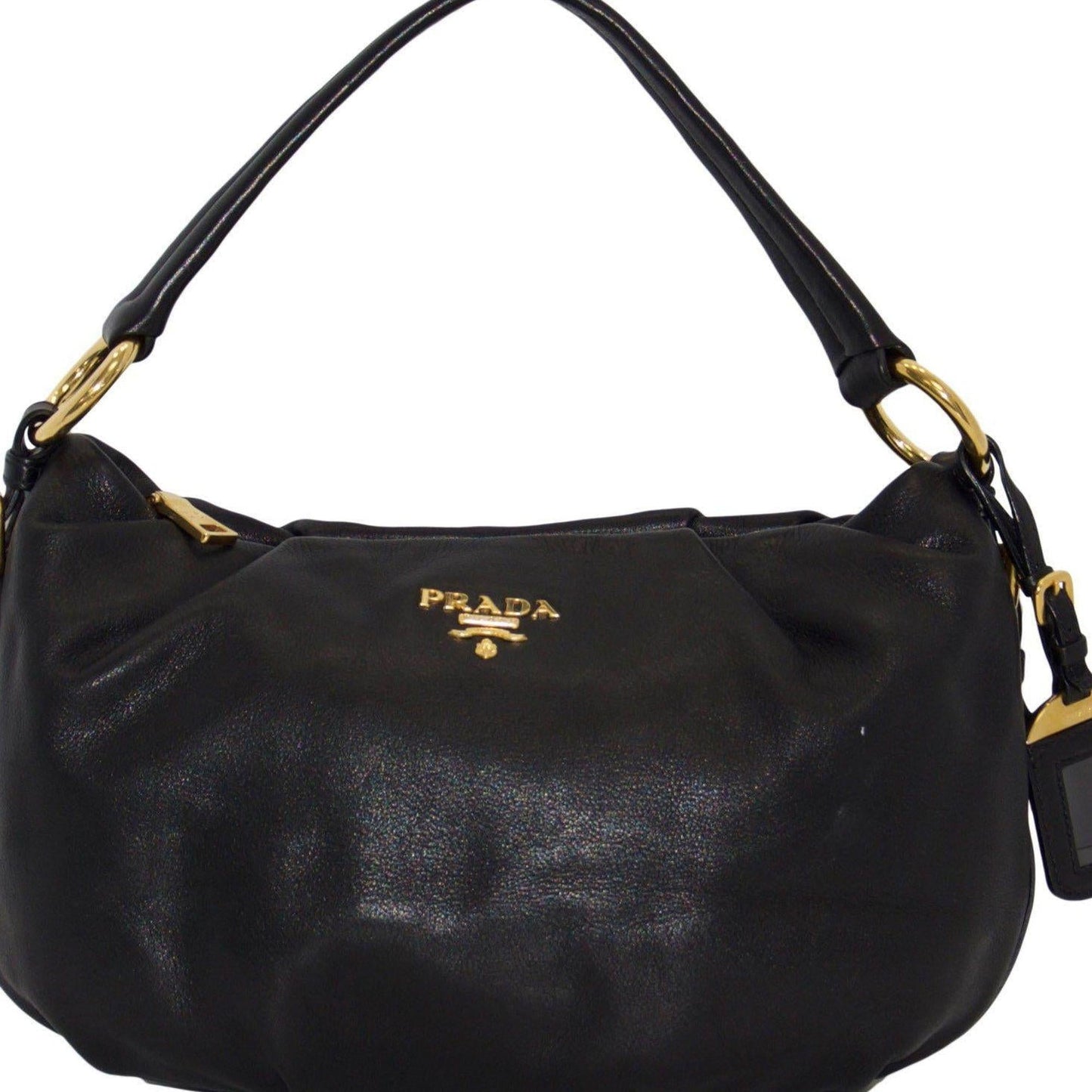 Prada Soft Calf Hobo Handbag Black Travel Bag