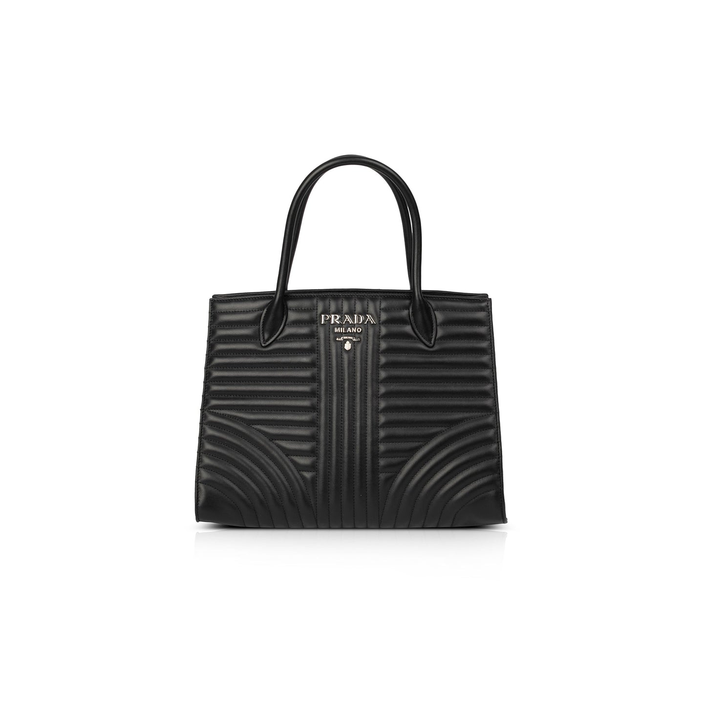 Prada Soft Calf Impunture Diagramme Tote Handbag Black Tote Bag