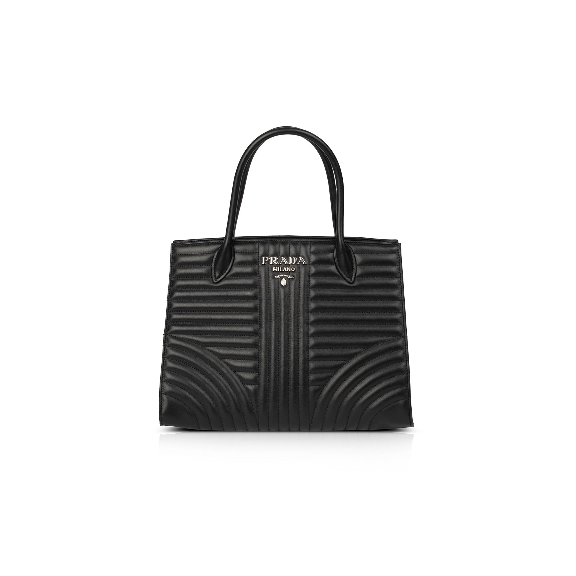 Prada Soft Calf Impunture Diagramme Tote Handbag Black Tote Bag