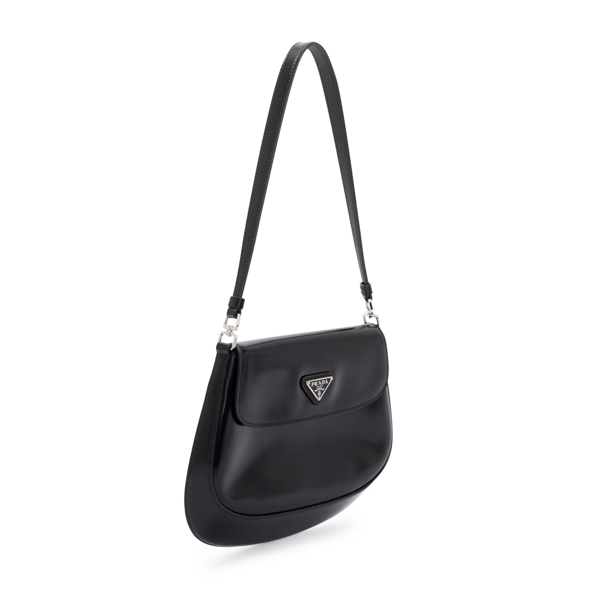 Prada Spazzolato Cleo Bag Leather Black Travel Bag