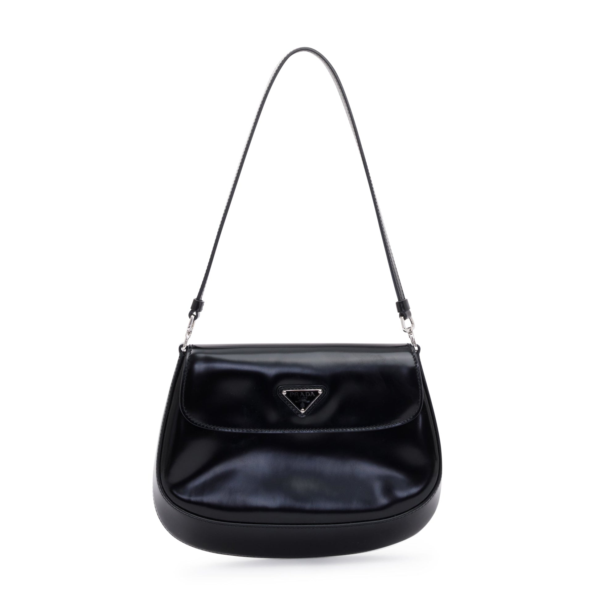 Prada Spazzolato Cleo Bag Leather Black Travel Bag