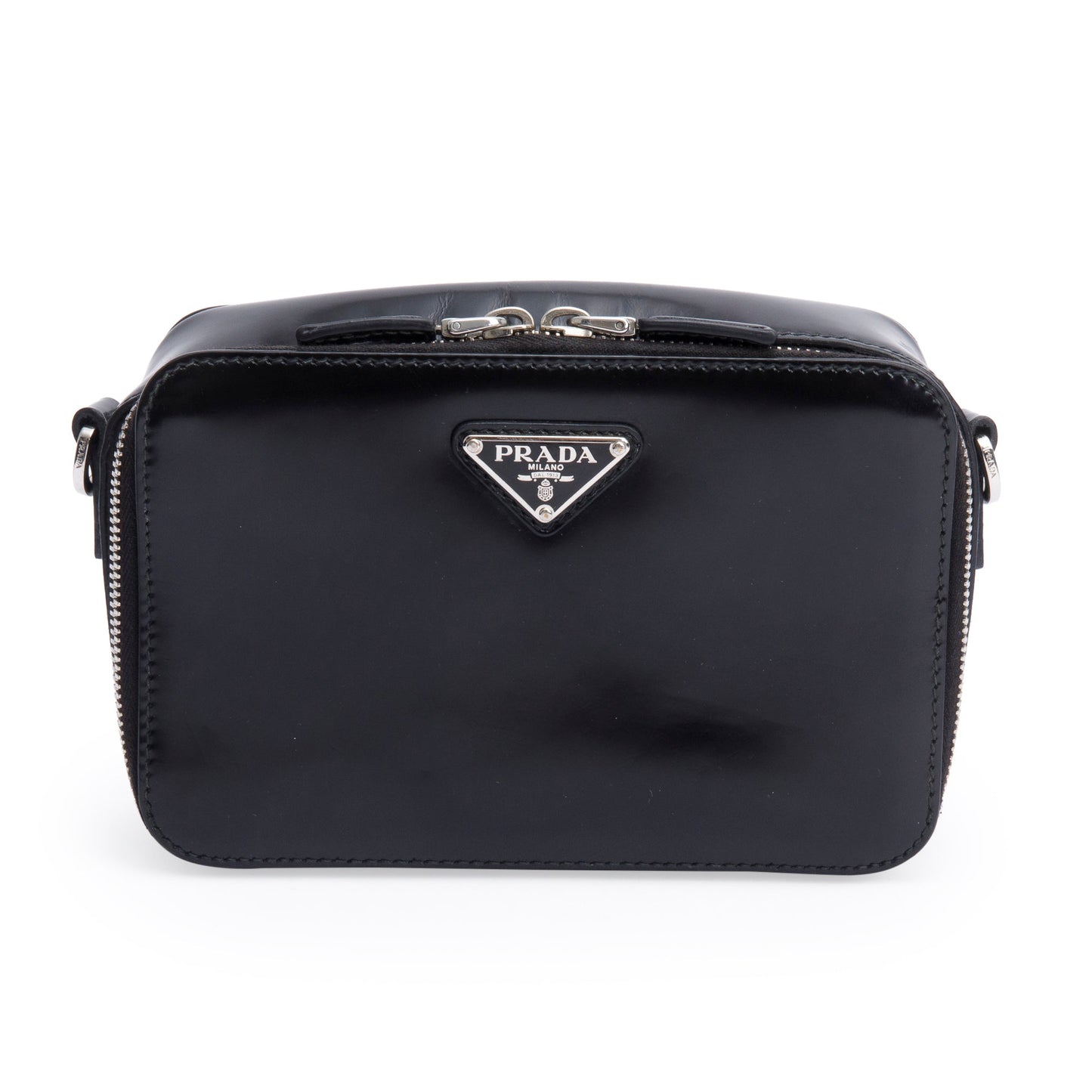 Prada Spazzolato Brique Crossbody Bag Leather Black Small