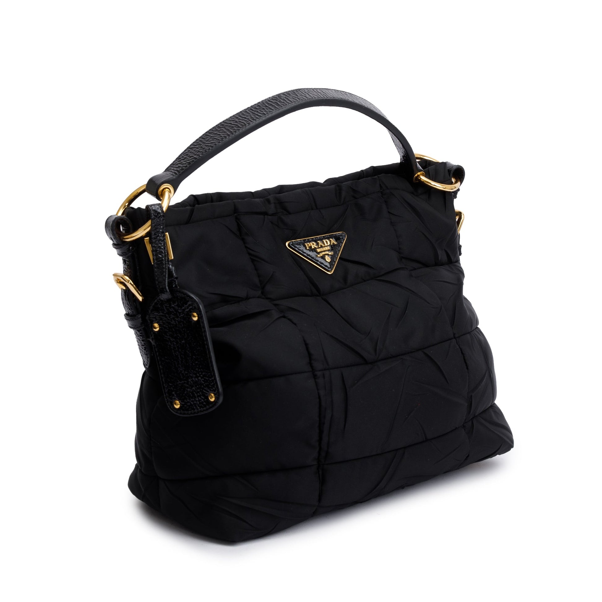 Prada Tessuto Impunture Hobo Bag Black Travel Bag