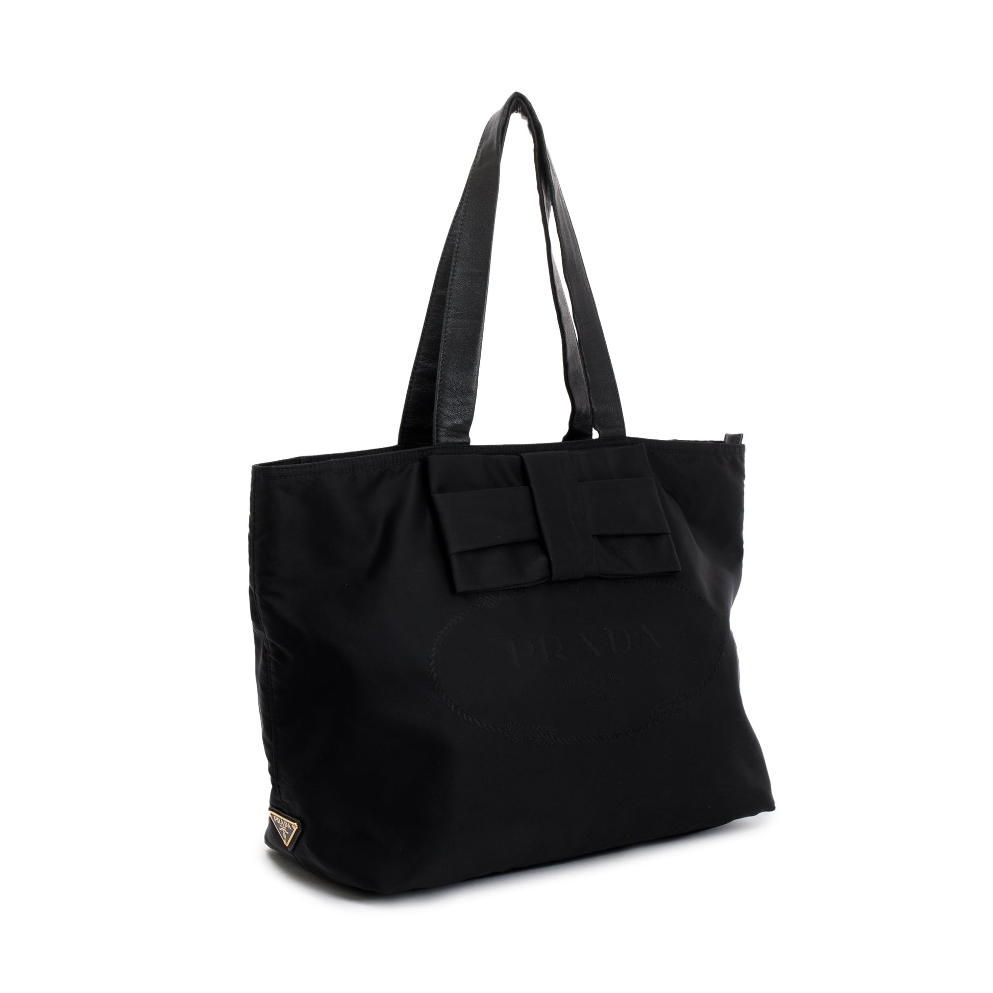 Prada Tessuto Bow Tote Handbag Nylon Black Tote Bag