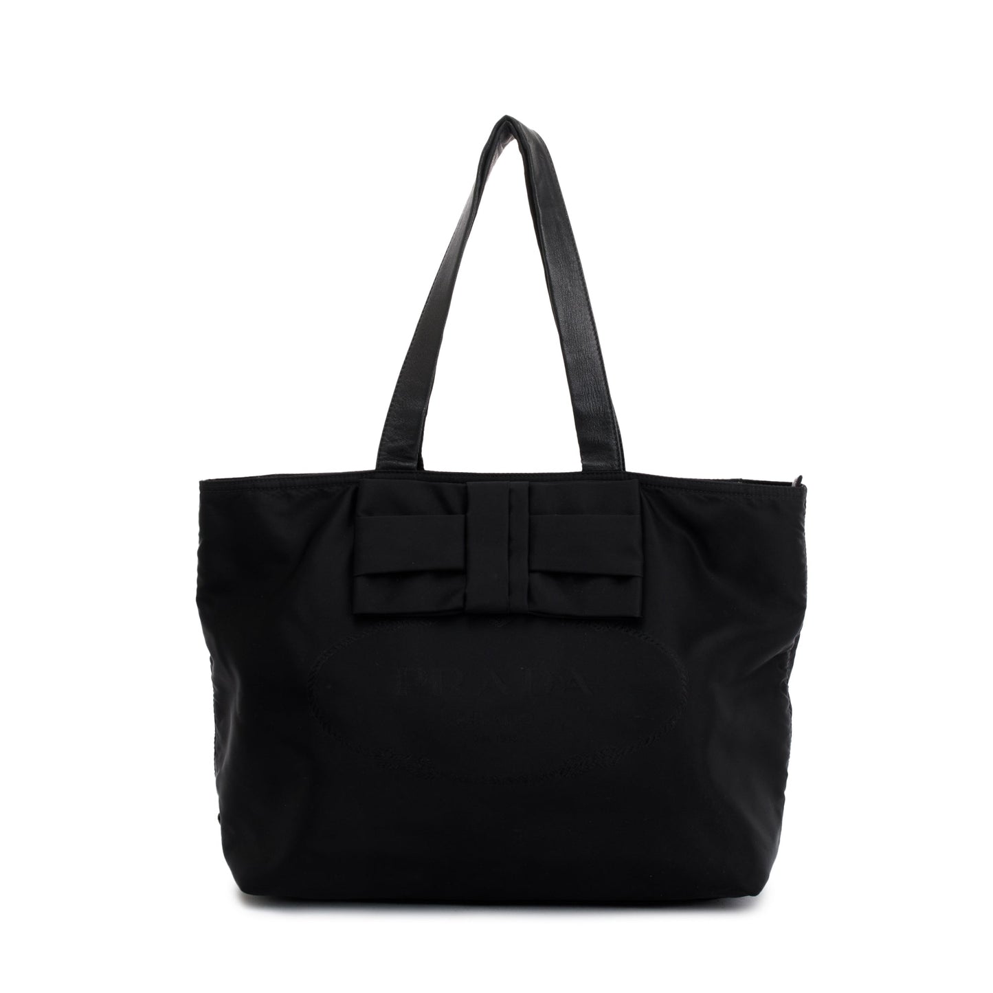 Prada Tessuto Bow Tote Handbag Nylon Black Tote Bag