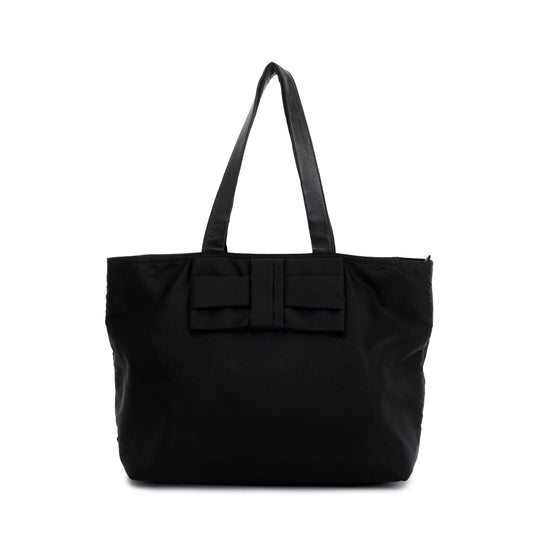 Prada Tessuto Bow Tote Handbag Nylon Black Tote Bag