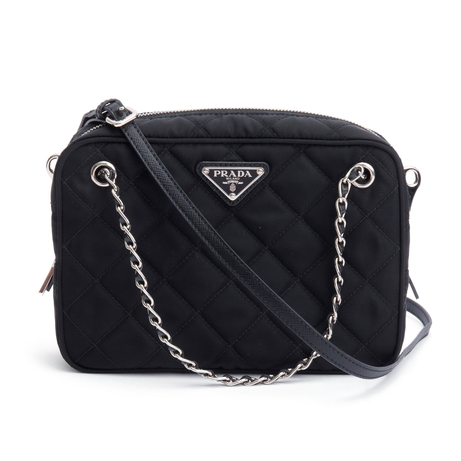 Prada Tessuto Impunture Camera Bag Nylon Black Travel Bag