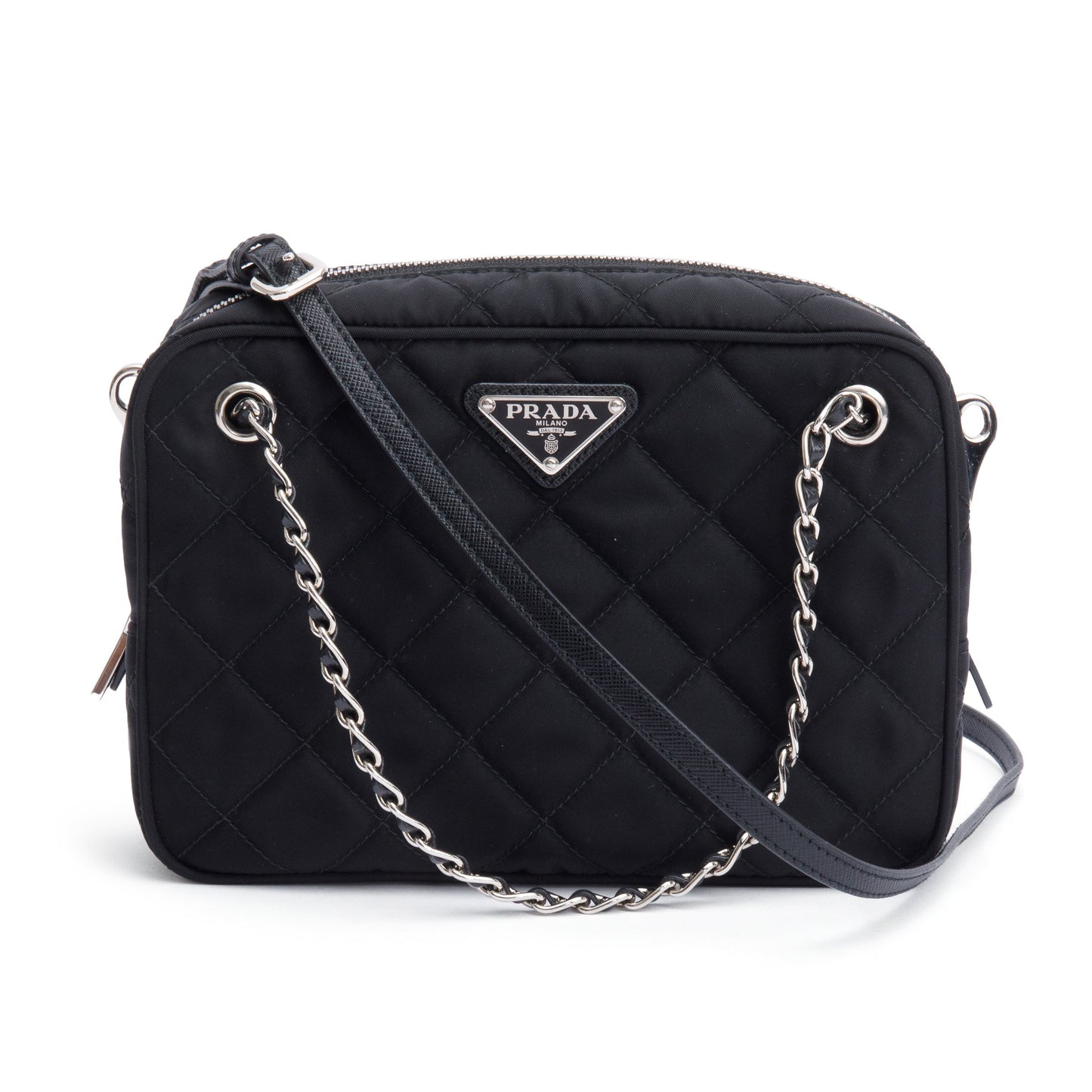 Prada Tessuto Impunture Camera Bag Nylon Black Travel Bag