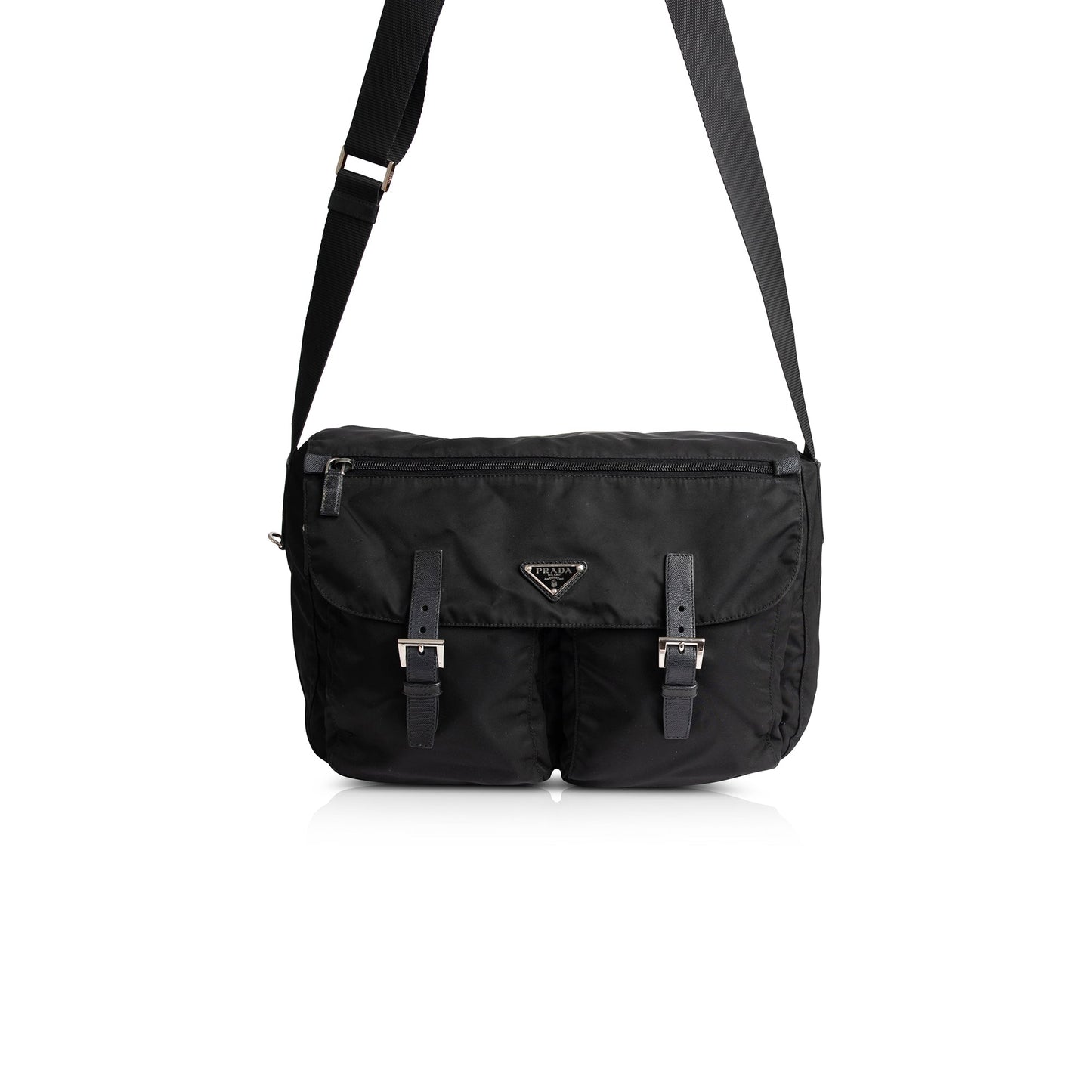 Prada Tessuto Messenger Bag Nylon Black Travel Bag