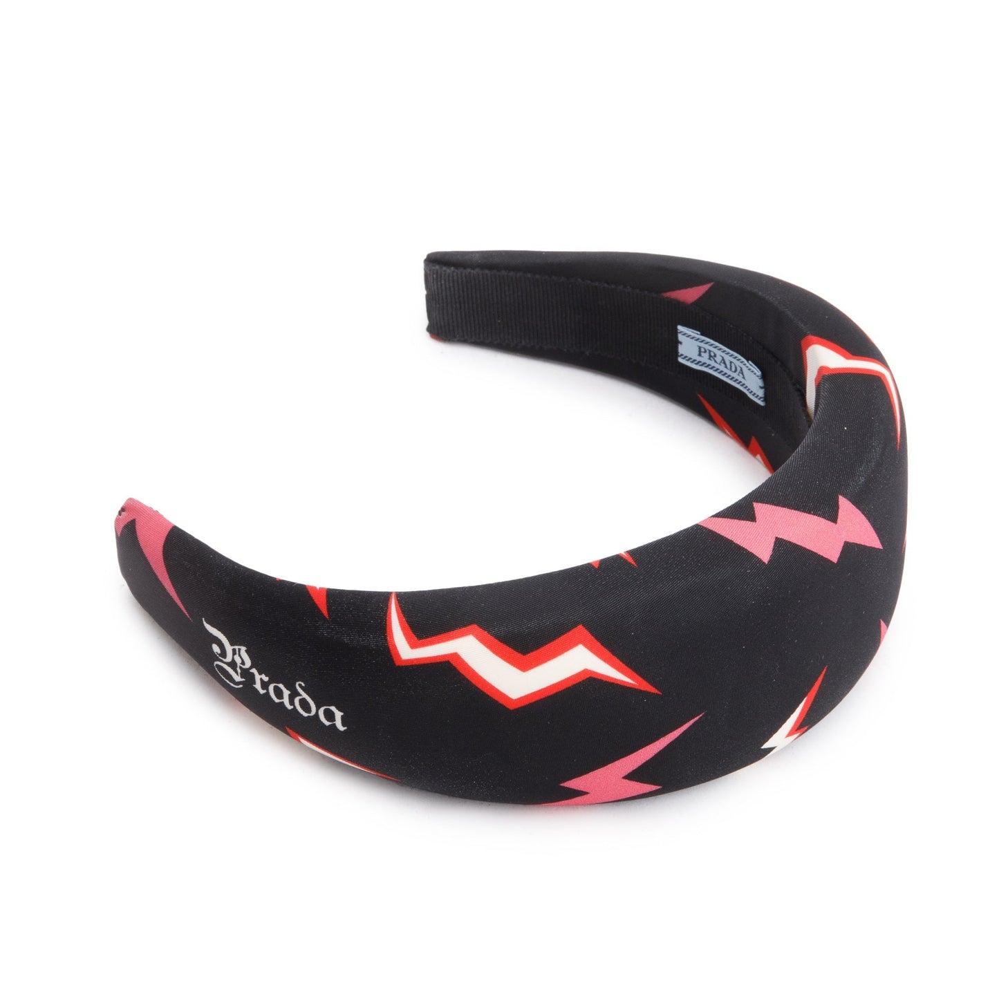 Prada Thunder Print Headband Handbag Nylon Black Travel Bag