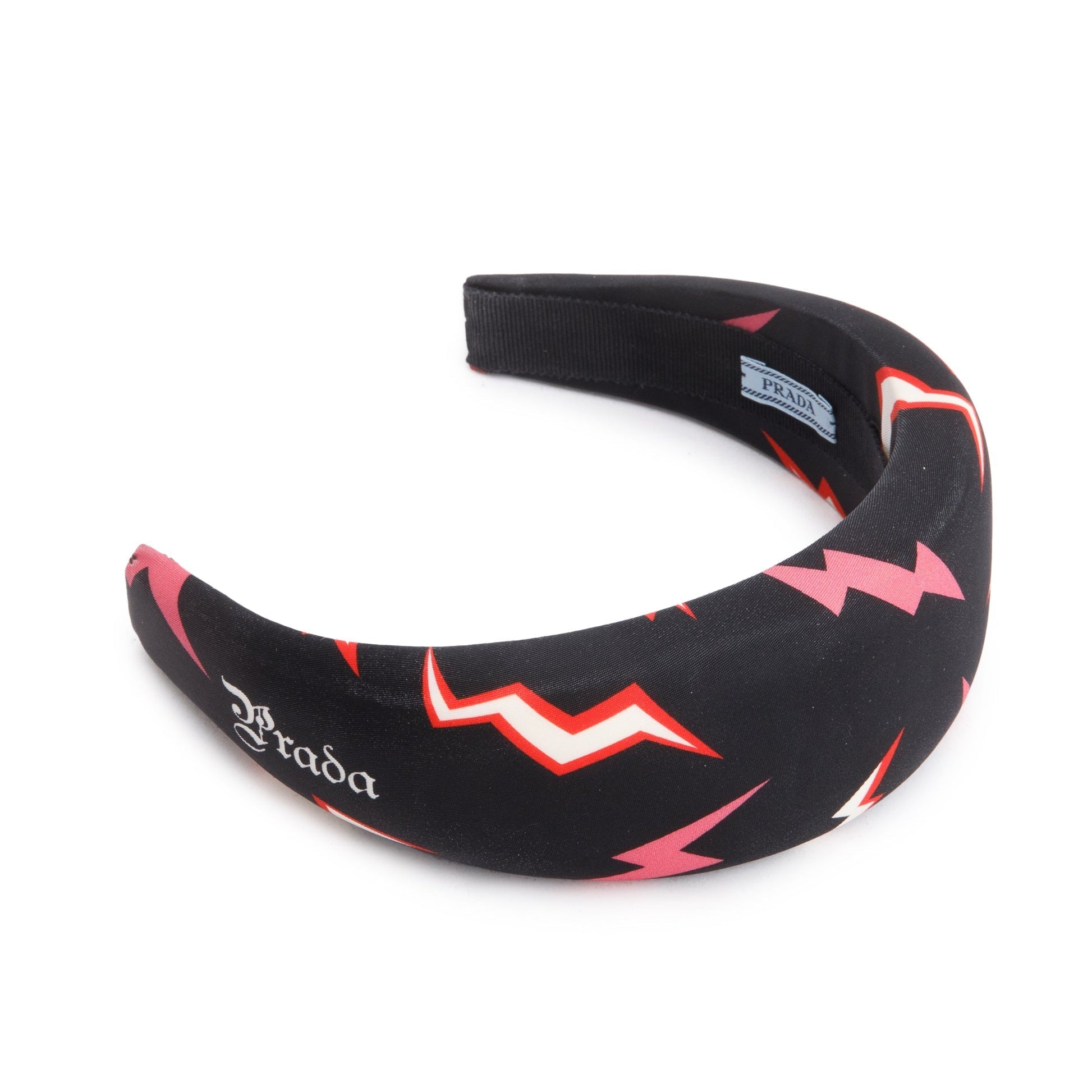 Prada Thunder Print Headband Handbag Nylon Black Travel Bag