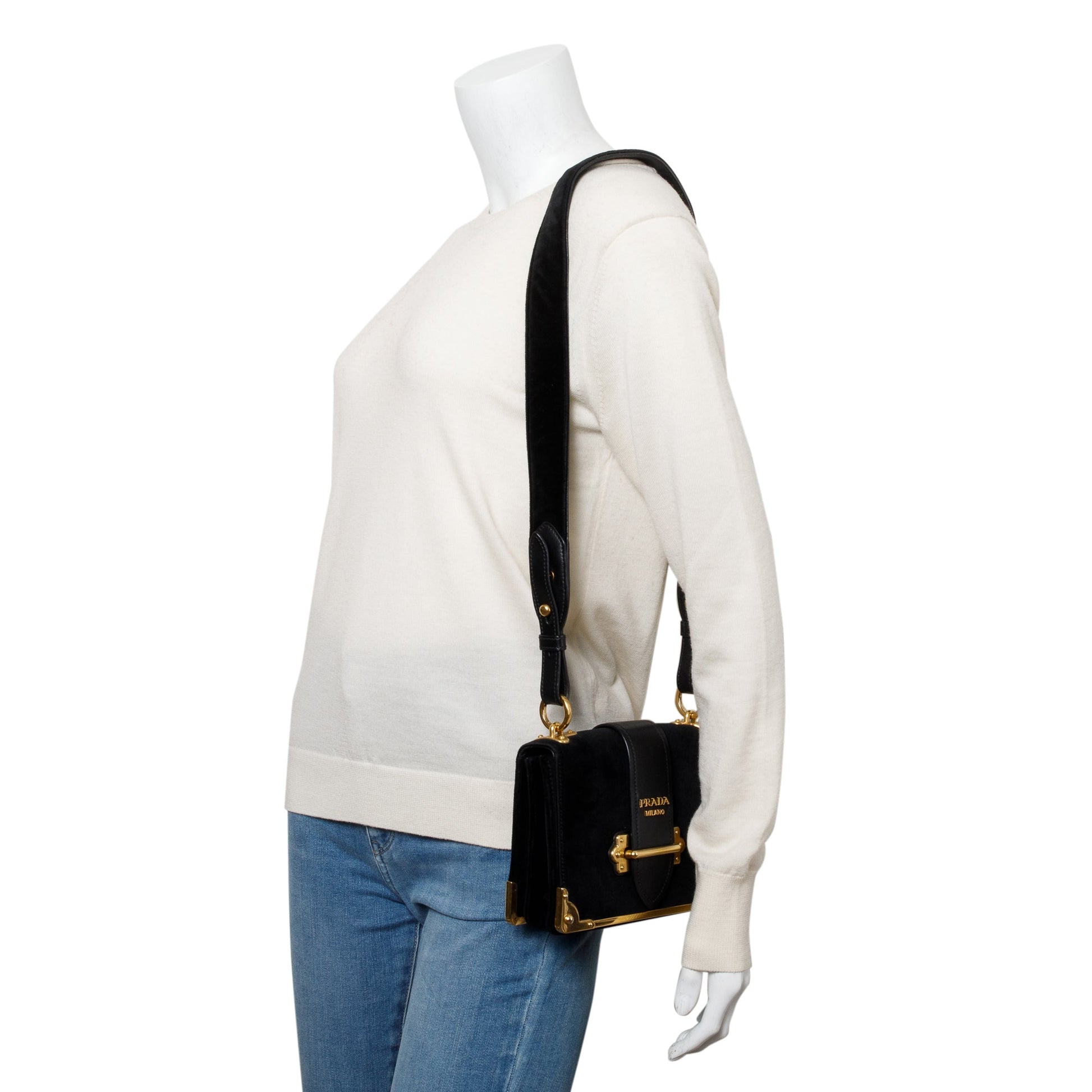 Prada Velluto City Calf Cahier Bag Leather Black Travel Bag