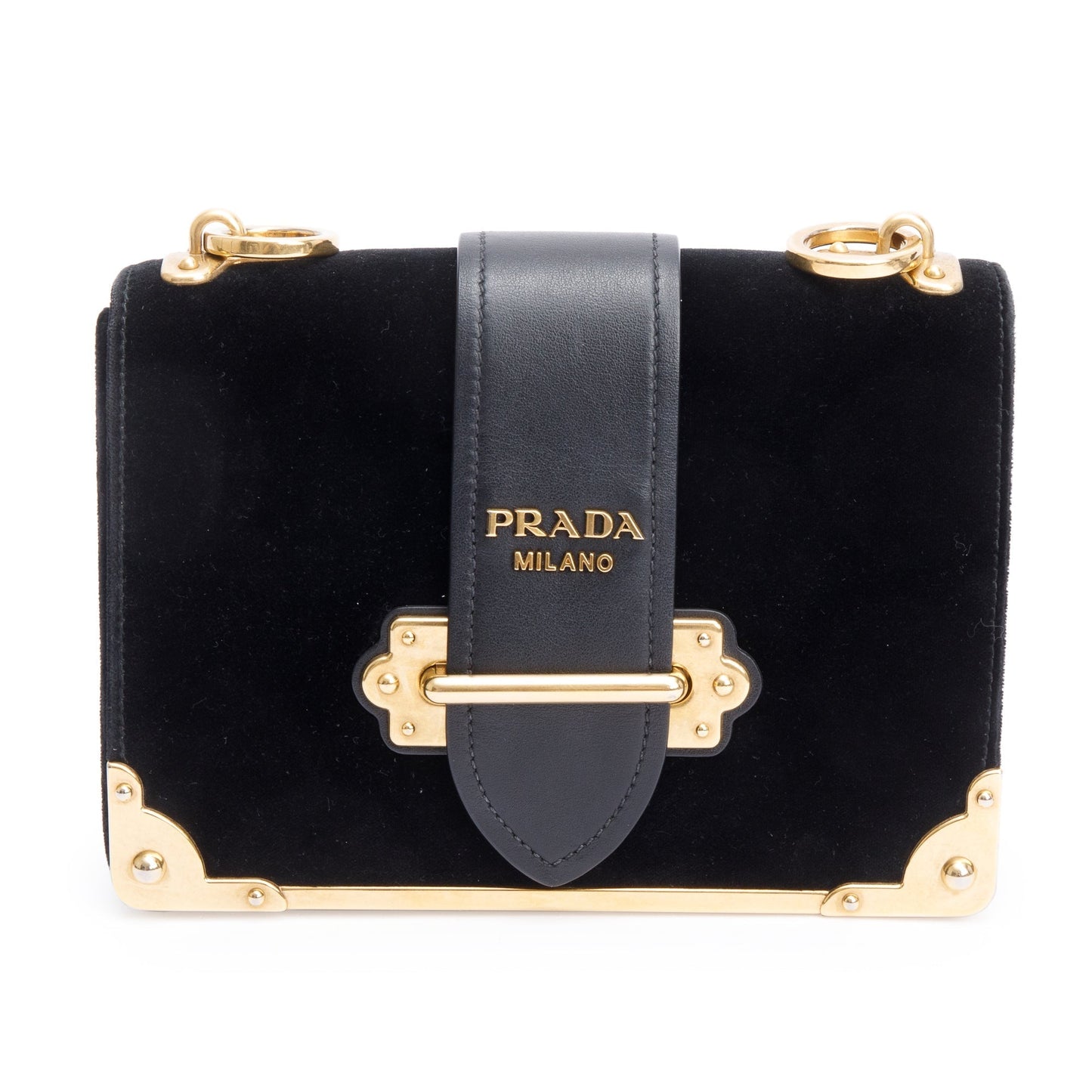 Prada Velluto City Calf Cahier Bag Leather Calf Leather Black Travel Bag