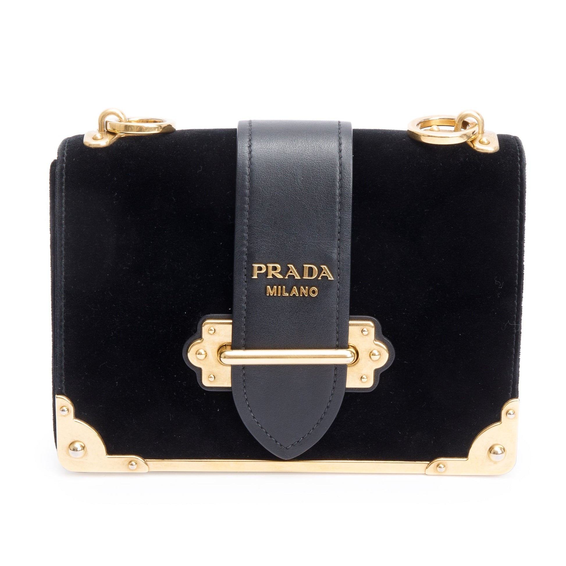 Prada Velluto City Calf Cahier Bag Leather Calf Leather Black Travel Bag