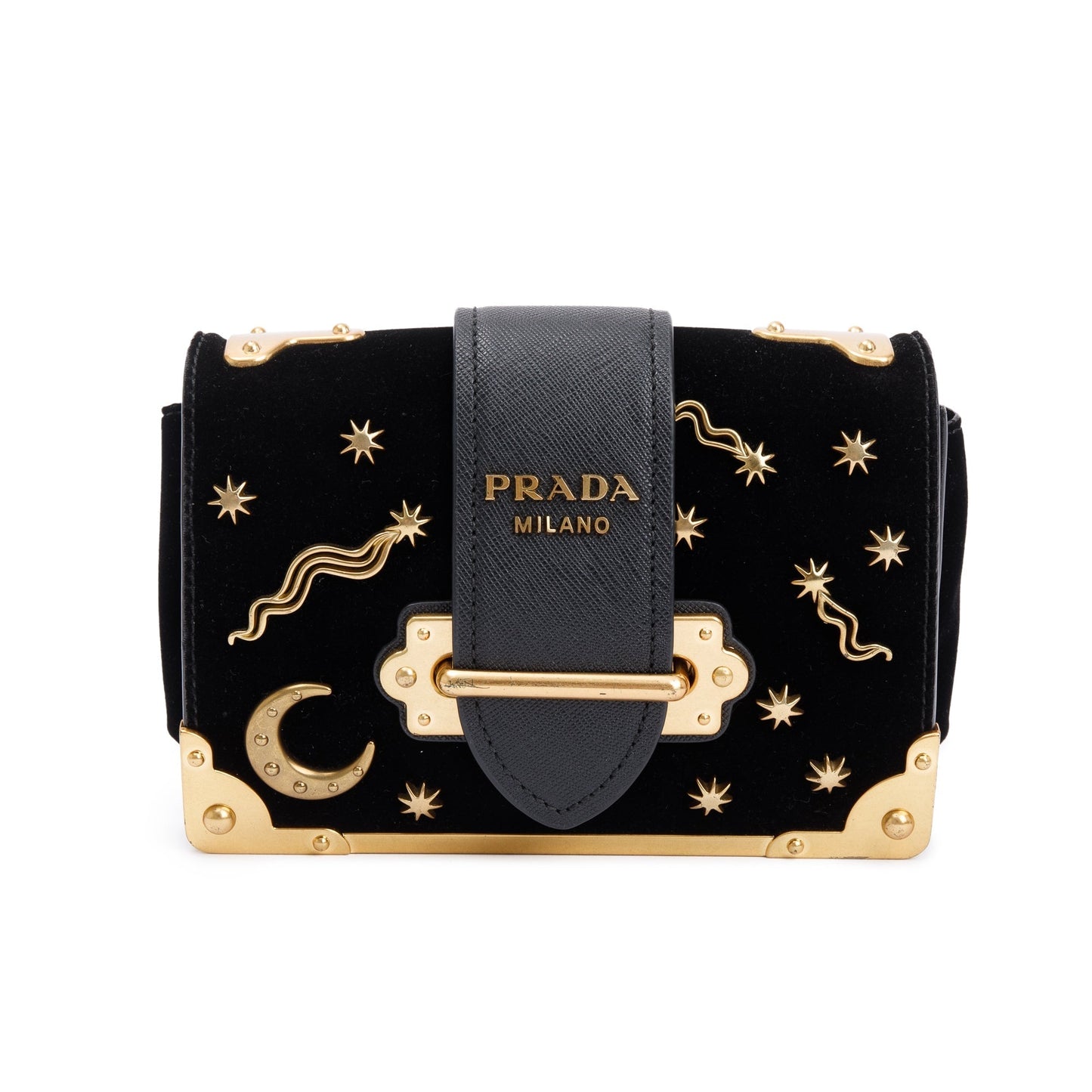 Prada Velvet Saffiano Astrology Cahier Bag Black Travel Bag