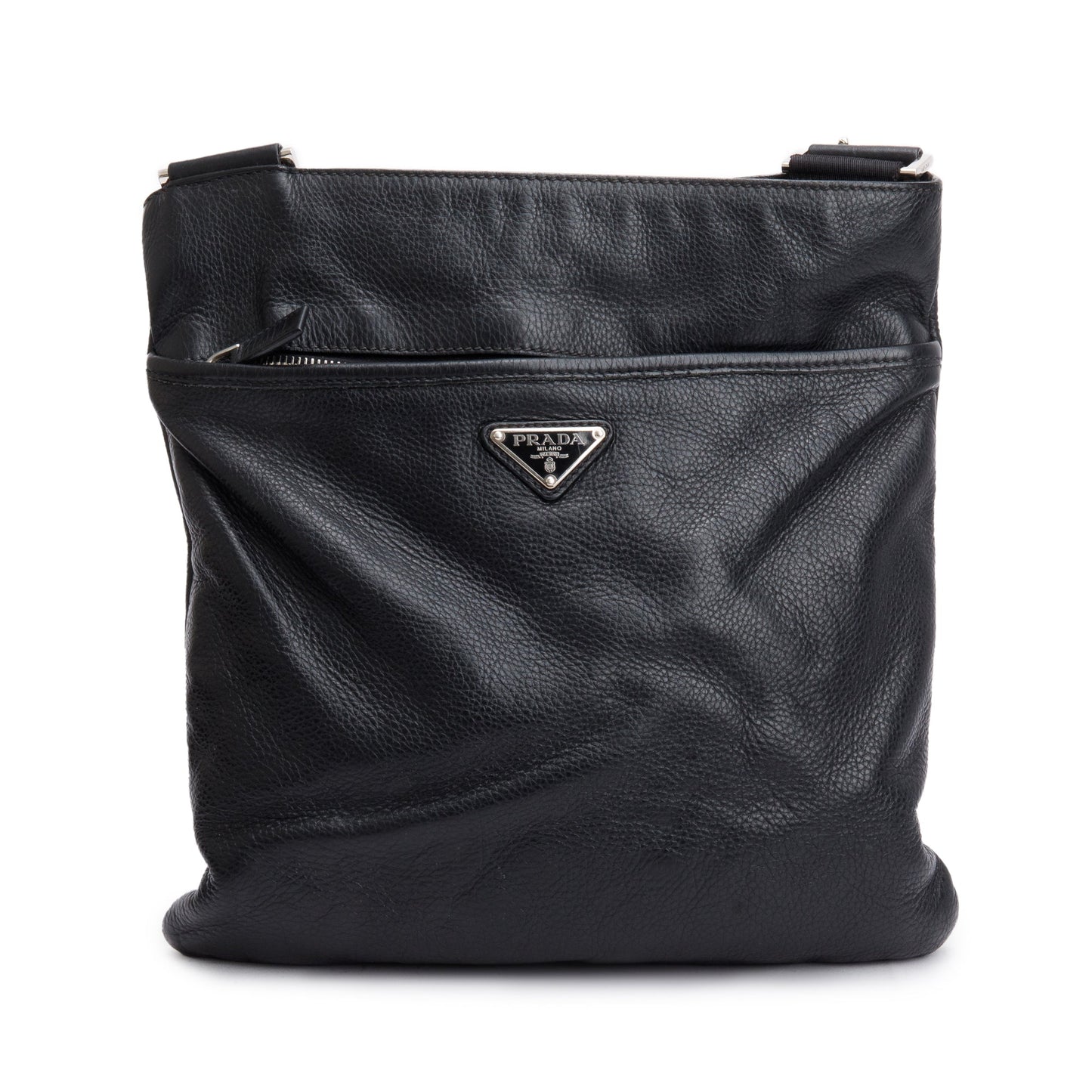 Prada Vitello City Messenger Bag Black Travel Bag