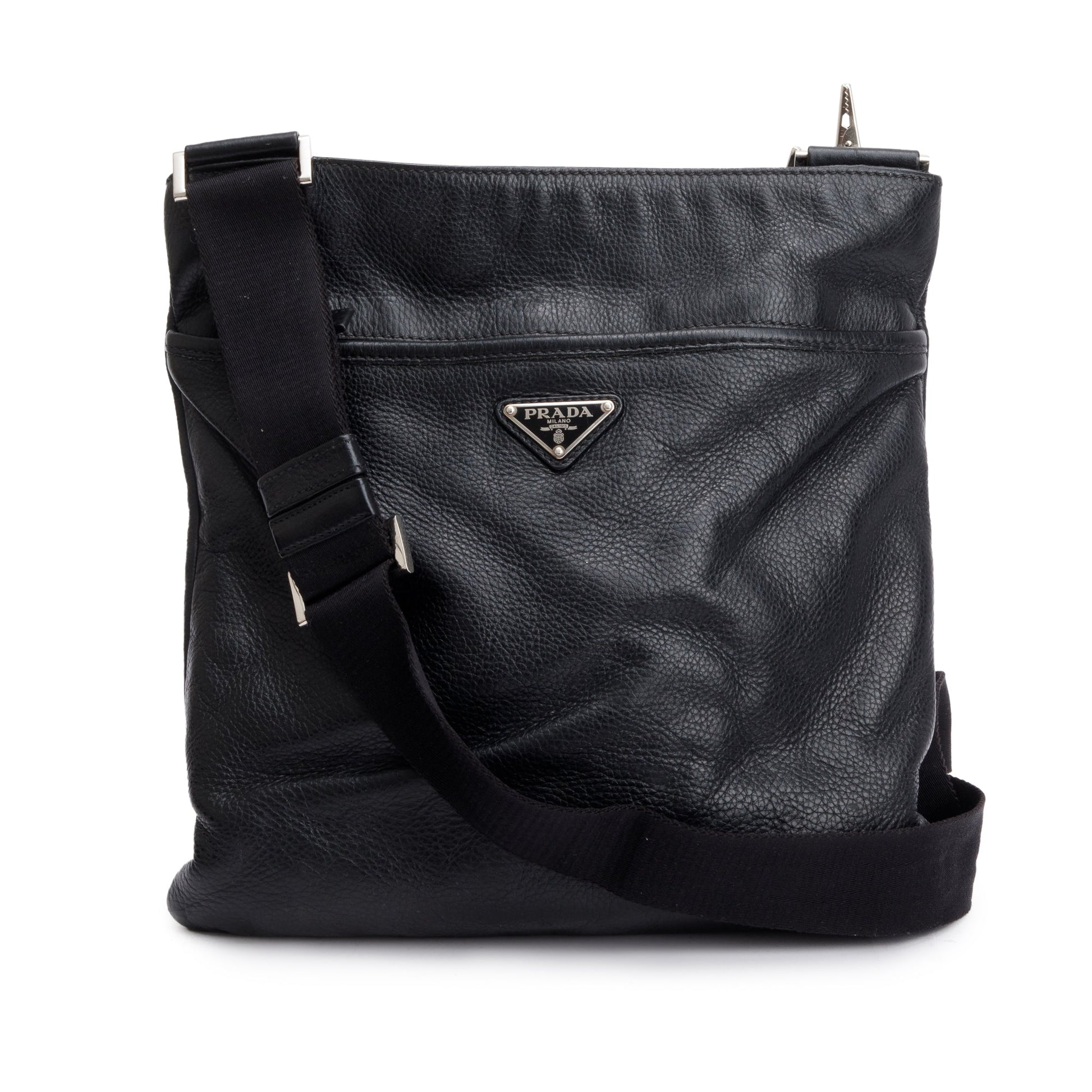 Prada Vitello City Messenger Bag Black Travel Bag