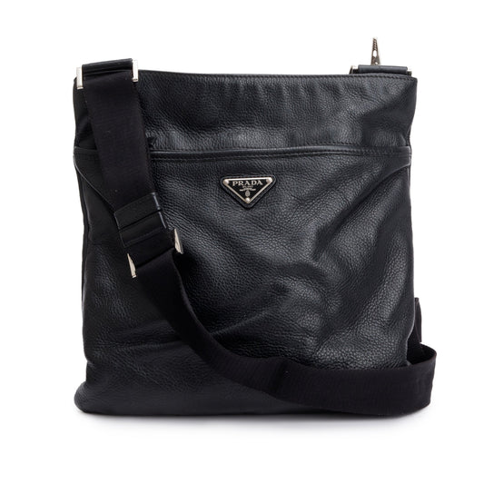 Prada Vitello City Messenger Bag Black Travel Bag