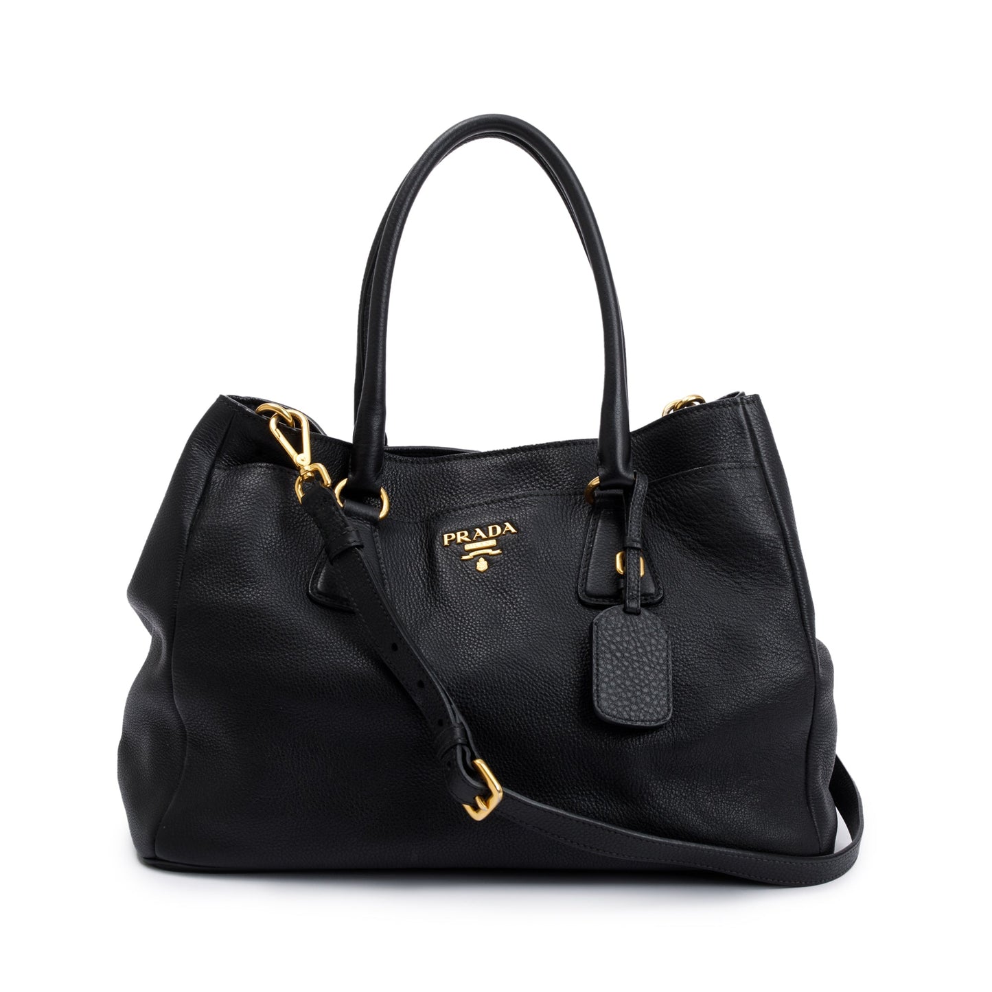 Prada Vitello Daino Convertible Tote Handbag Black Tote Bag
