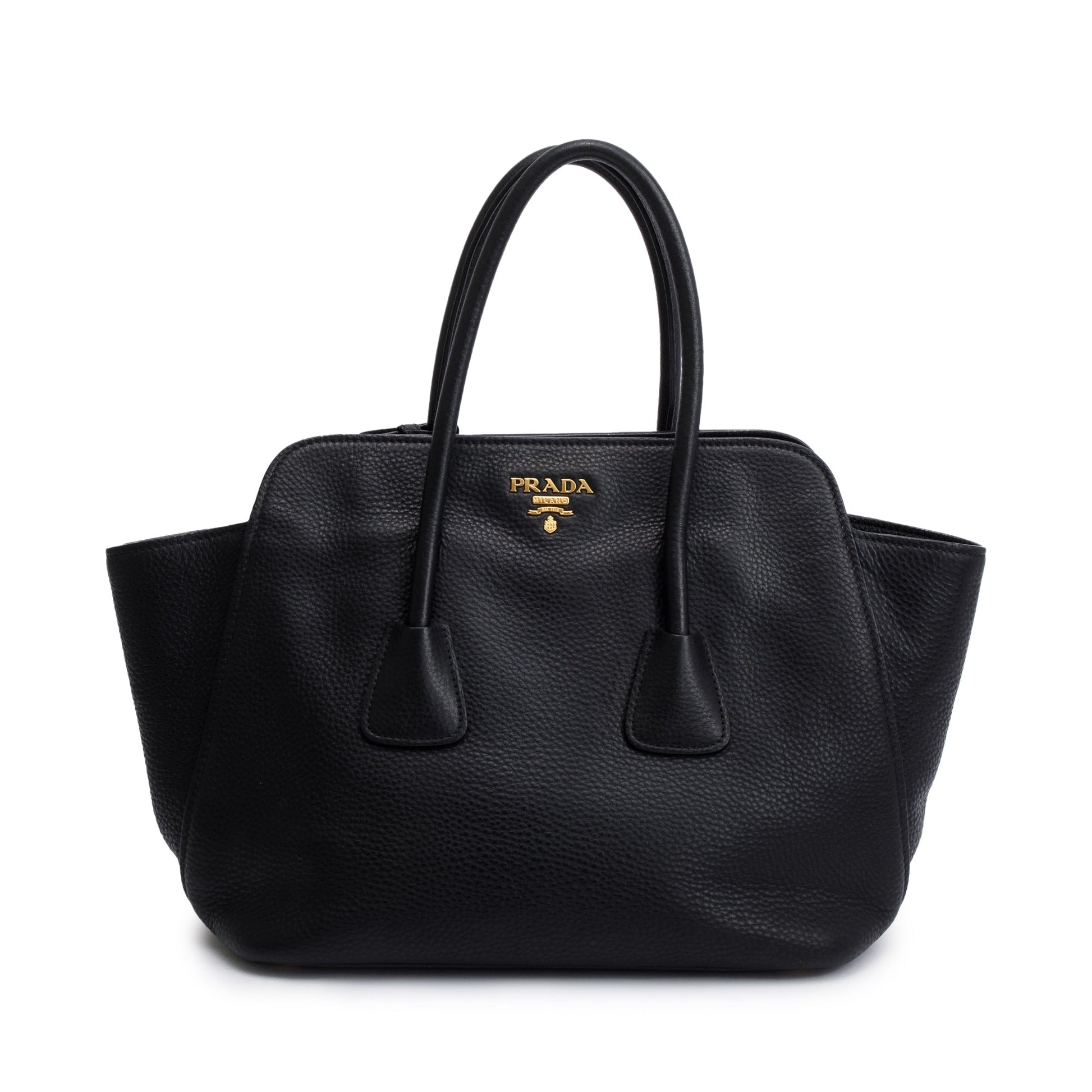 Prada Vitello Daino Handle Tote Bag Black