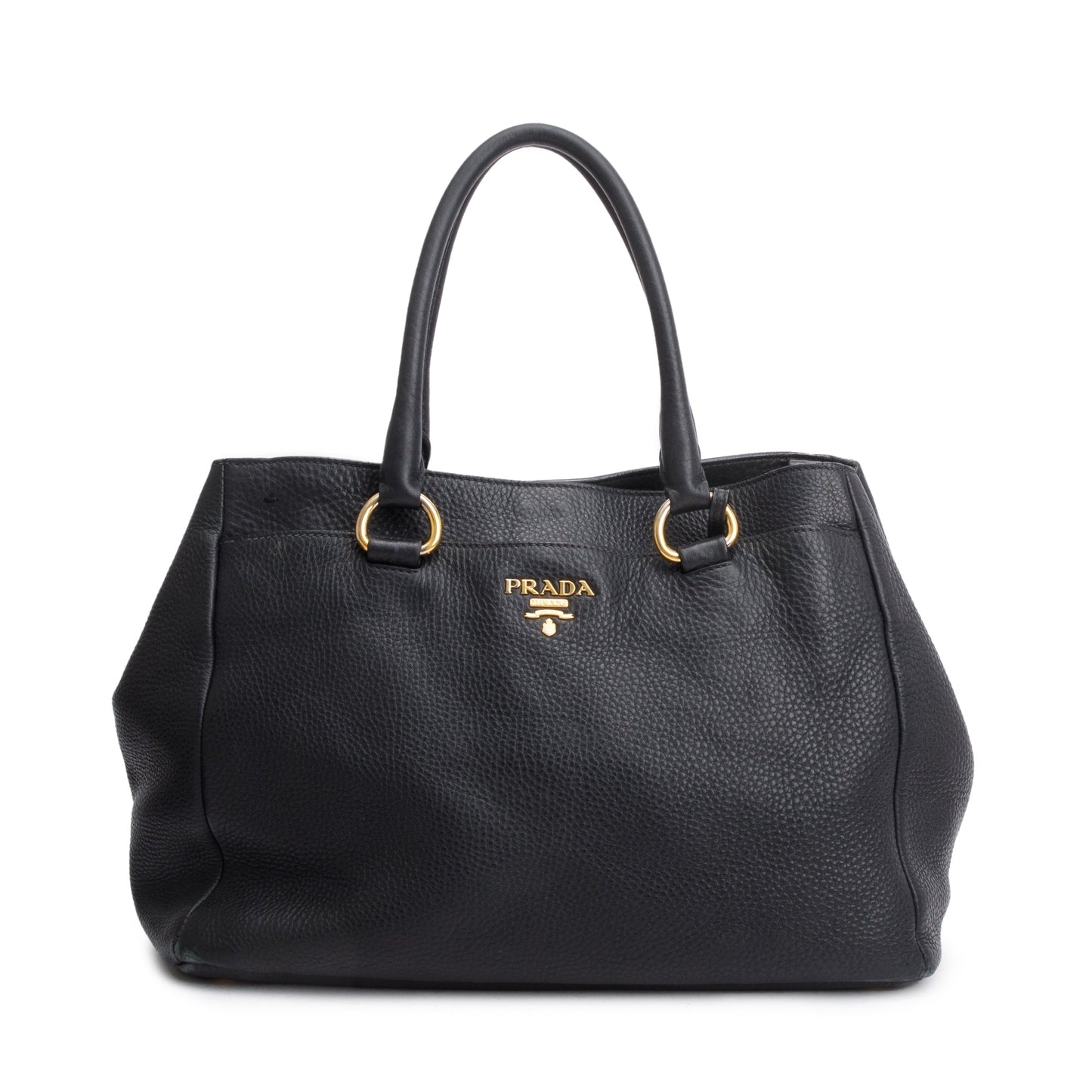 Prada Vitello Daino Shoulder Bag Leather Black