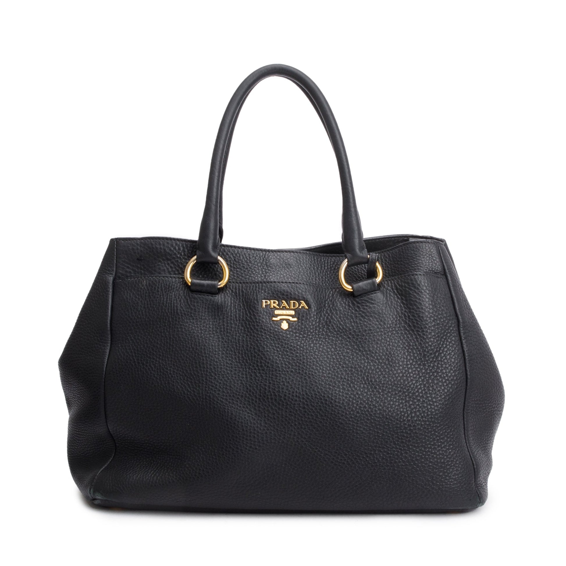 Prada Vitello Daino Shoulder Bag Leather Black