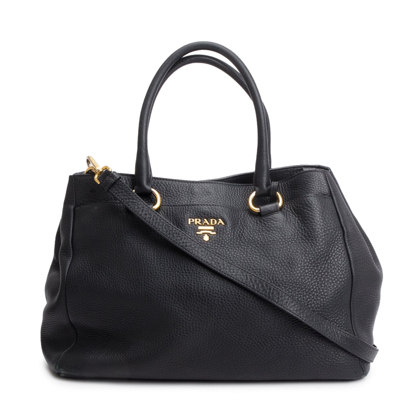 Prada Daino Shoulder Bag Leather Vitello Black