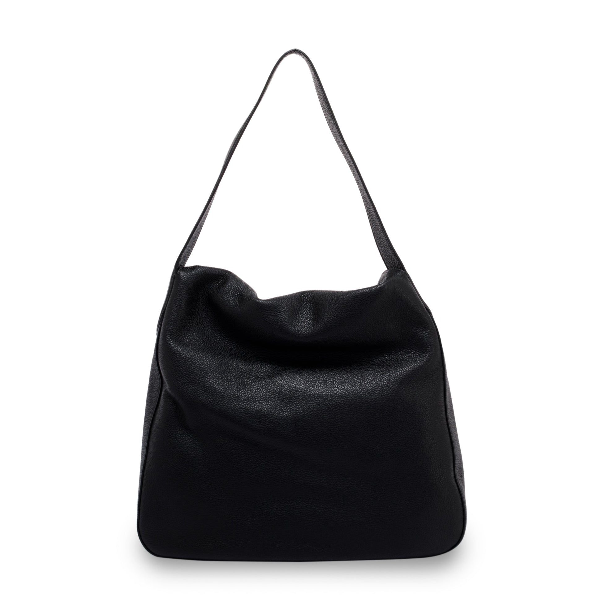 Prada Vitello Daino Double Hobo Handbag Black Medium Travel Bag