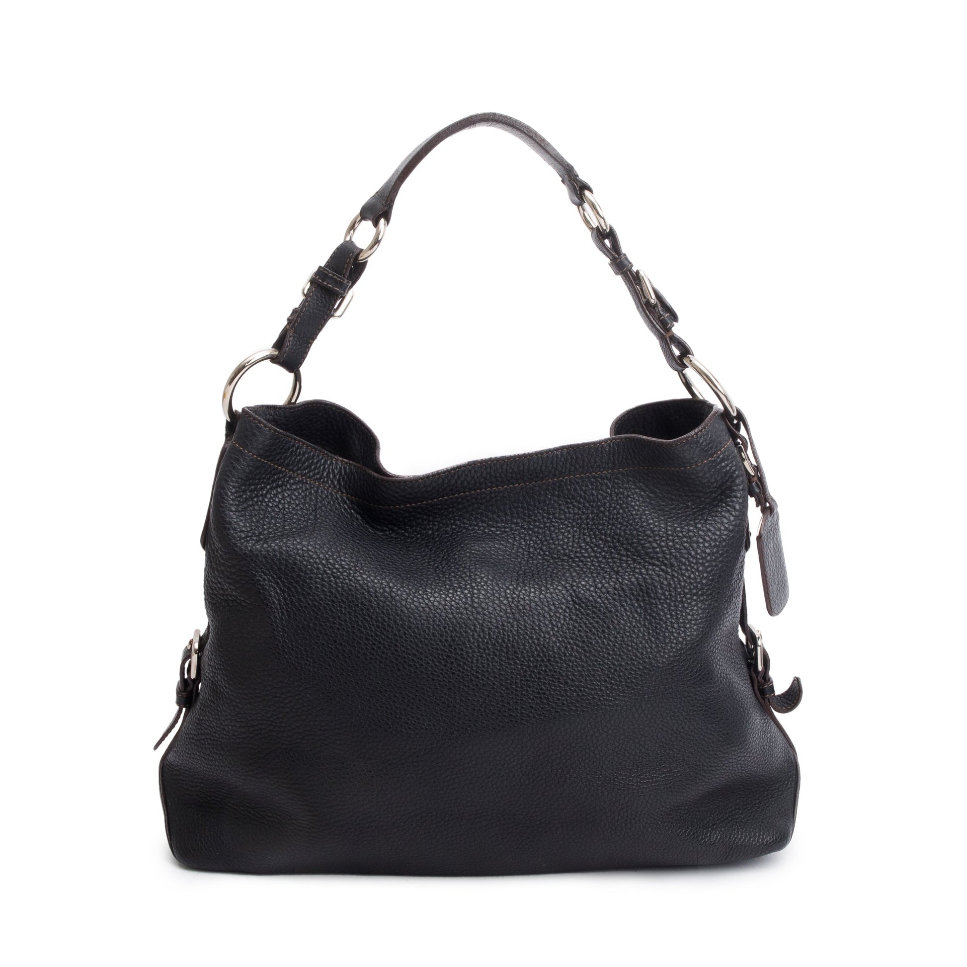 Prada Vitello Daino Hobo Bag Black Medium Travel Bag