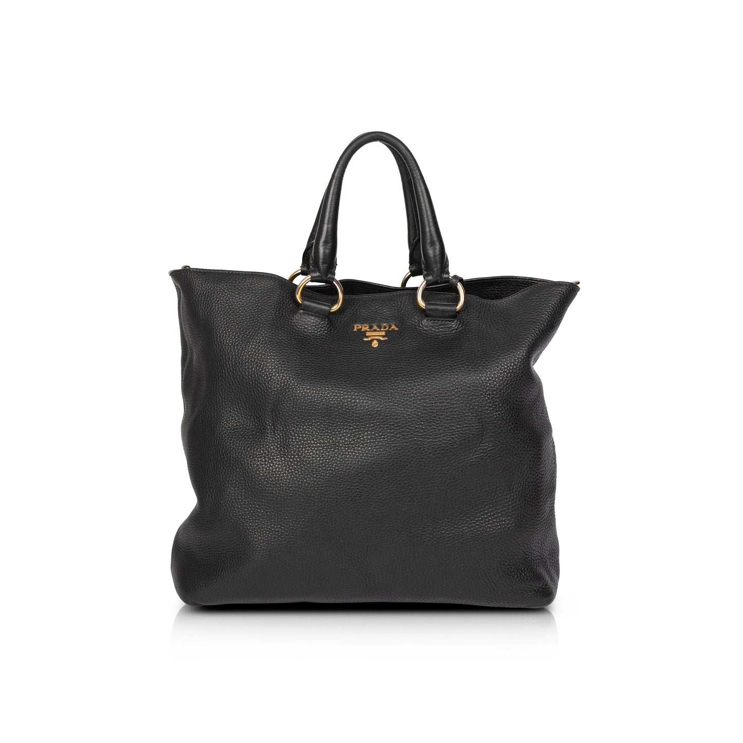 Prada Vitello Daino Shopping Tote Handbag Black Tote Bag