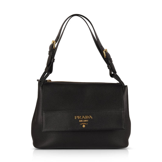 Prada Vitello Daino Shoulder Bag Black