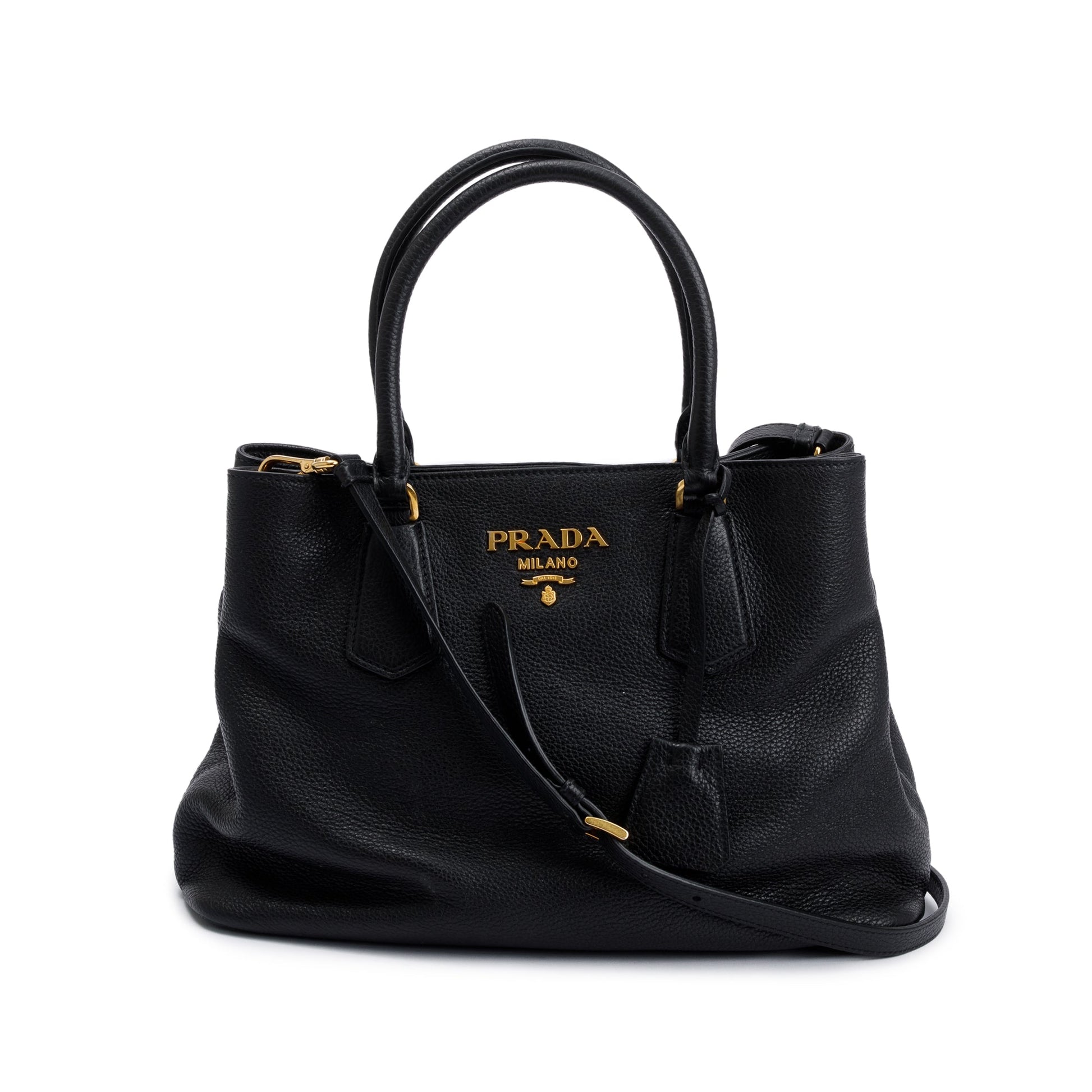 Prada Vitello Phenix Convertible Tote Handbag Black Tote Bag