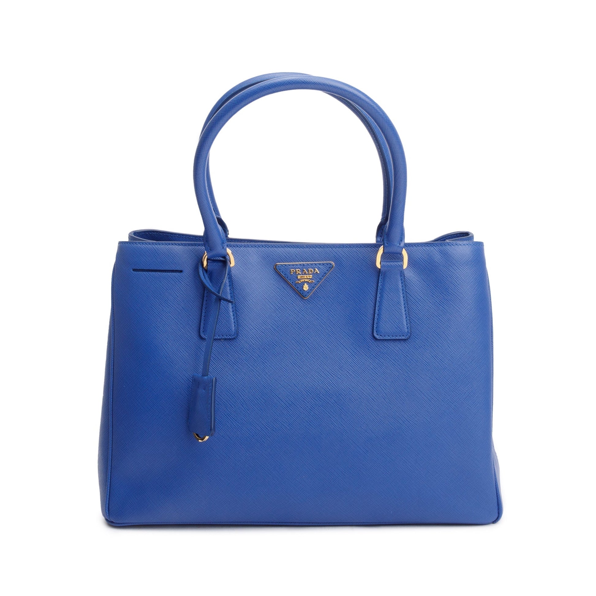 Prada Saffiano Lux Galleria Zip Tote Handbag Blue Medium Tote Bag