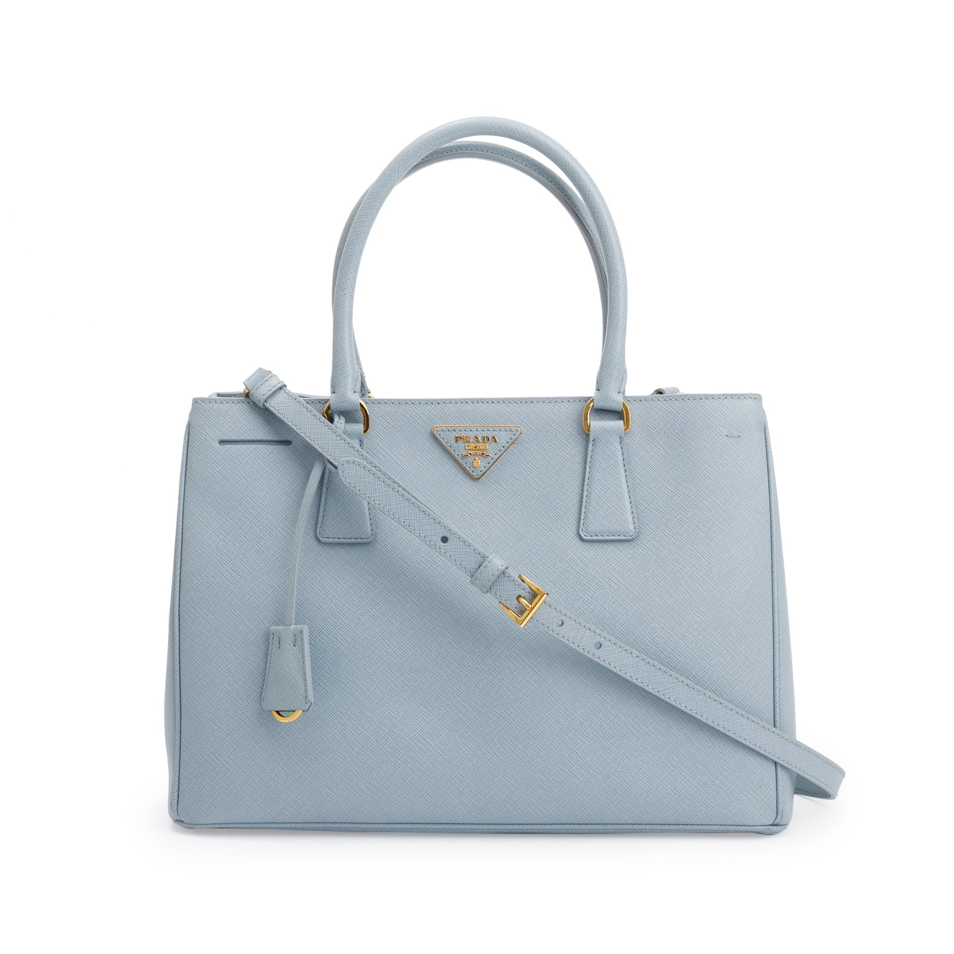 Prada Saffiano Lux Tote Handbag Blue Medium Tote Bag