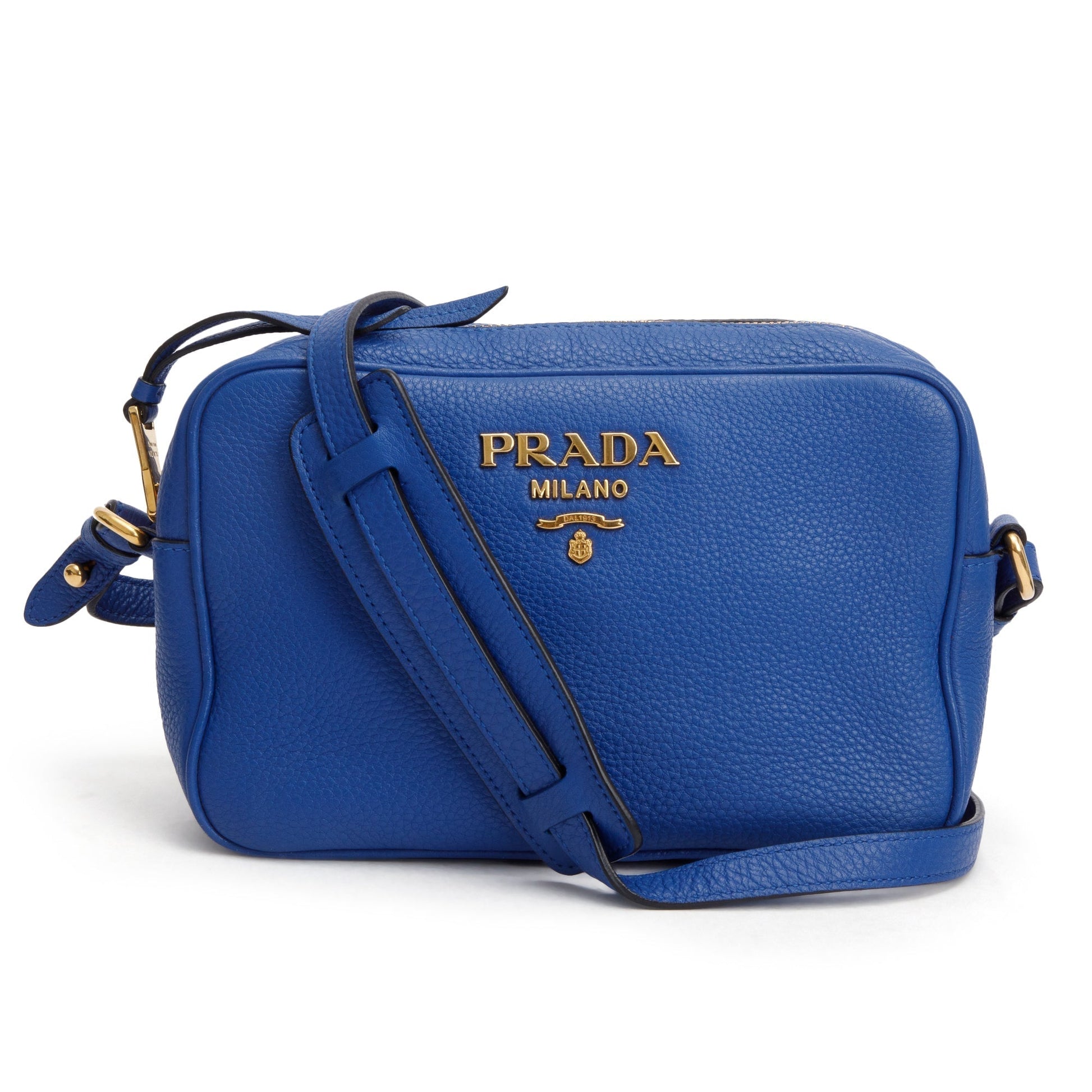 Prada Vitello Daino Crossbody Bag Blue
