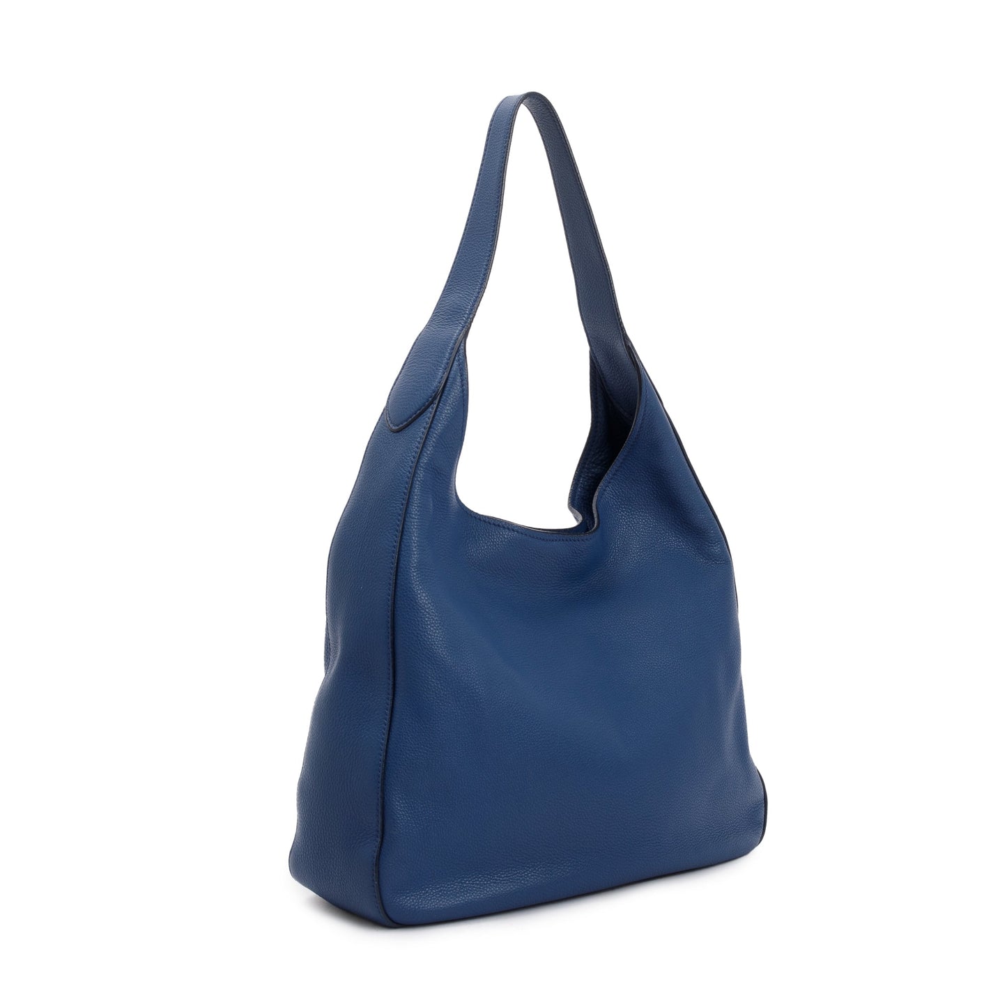 Prada Vitello Daino Pocket Hobo Bag Leather Blue Travel Bag